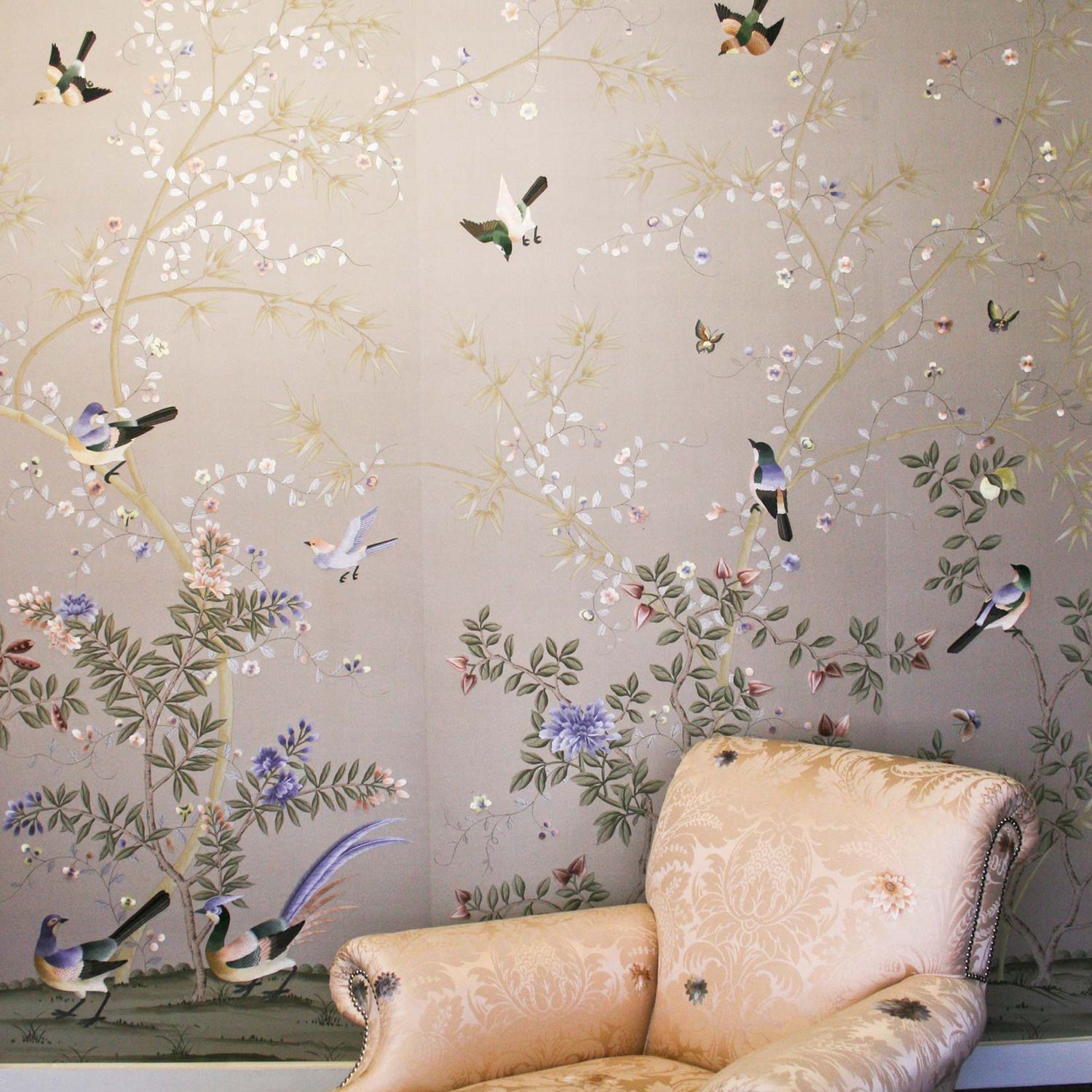 Traditional Wallpaper / Silk / Chinoiserie / Handmade - Papier Peint Fromental , HD Wallpaper & Backgrounds