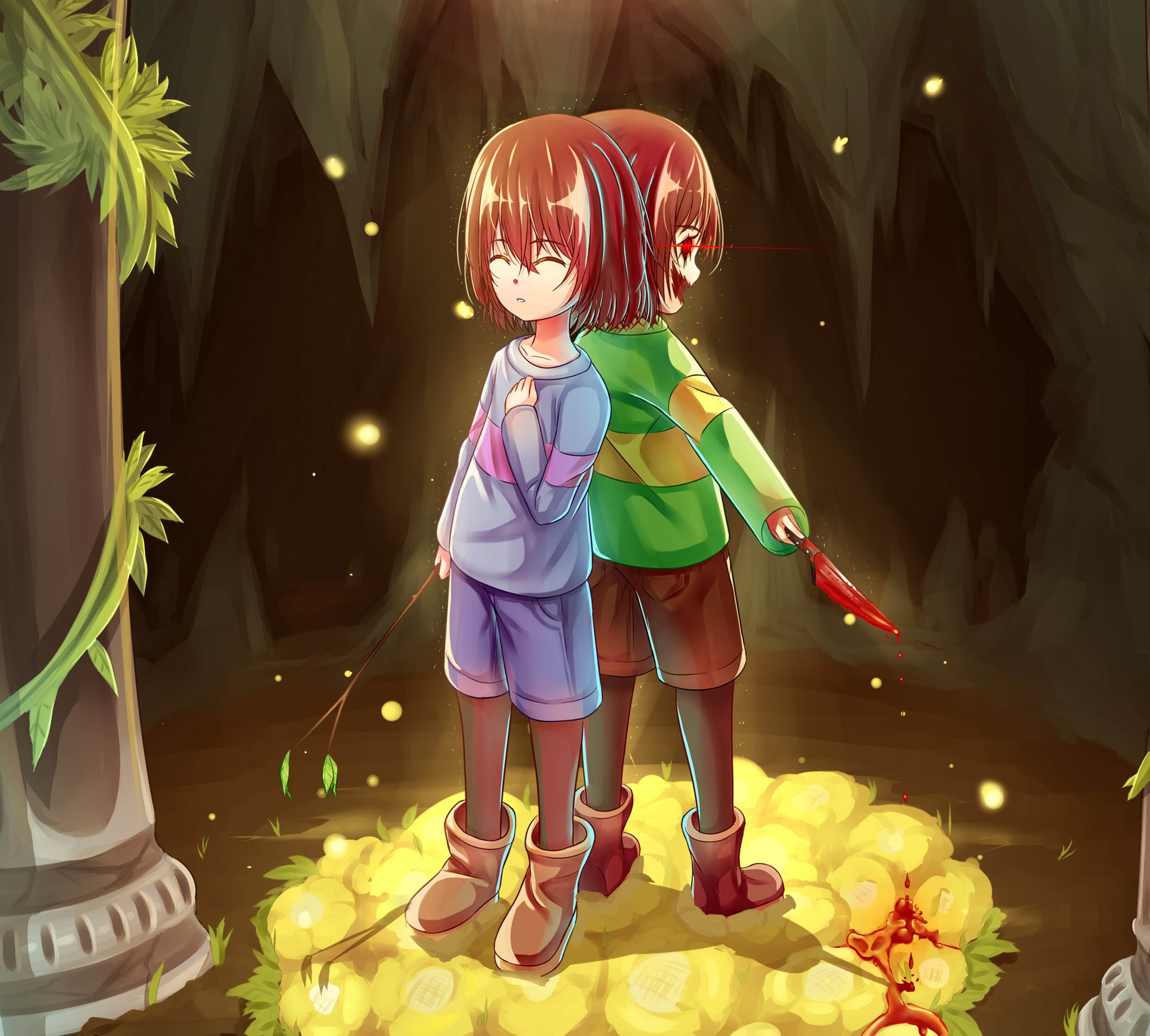 Frisk , Chara Wallpaper And Background - Chara Undertale , HD Wallpaper & Backgrounds