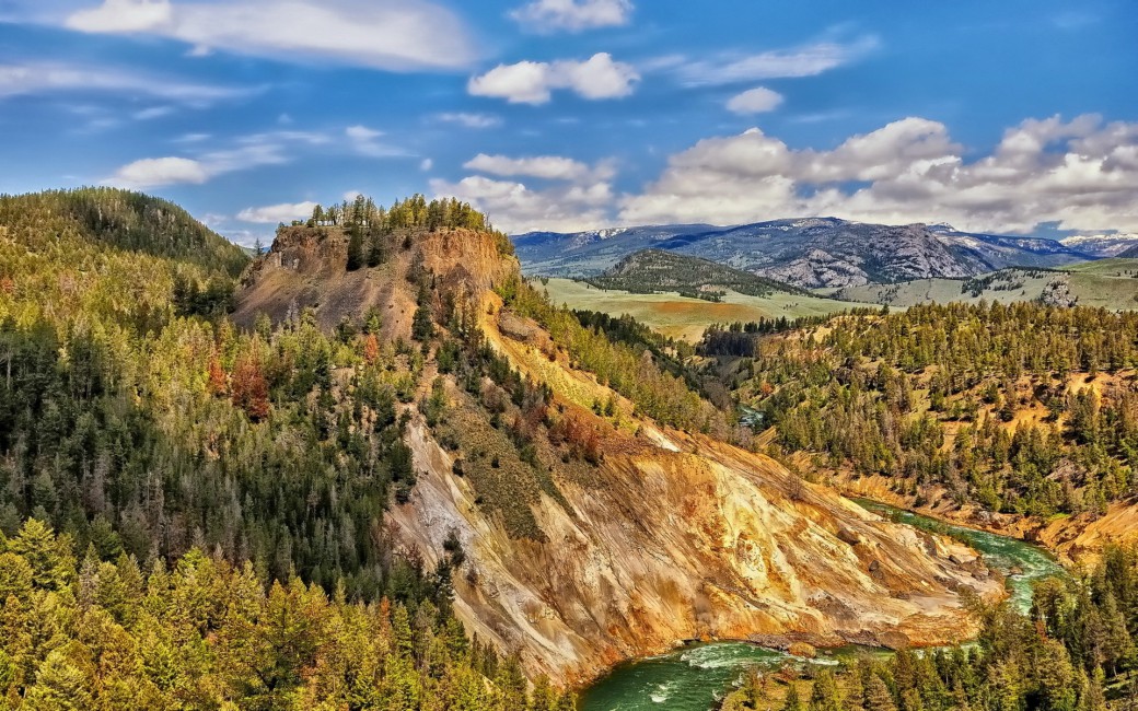 Usa Wyoming Mountain Landscape - Yellowstone National Park , HD Wallpaper & Backgrounds