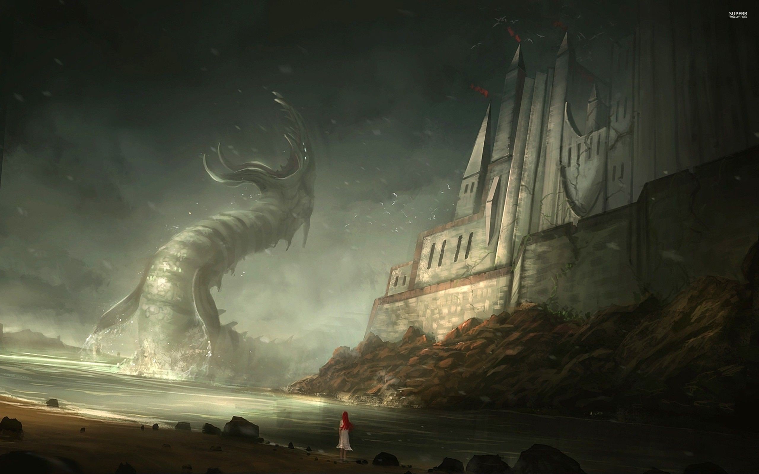 Sea Monsters, Castle - Cthulhu Wallpapers 4k , HD Wallpaper & Backgrounds