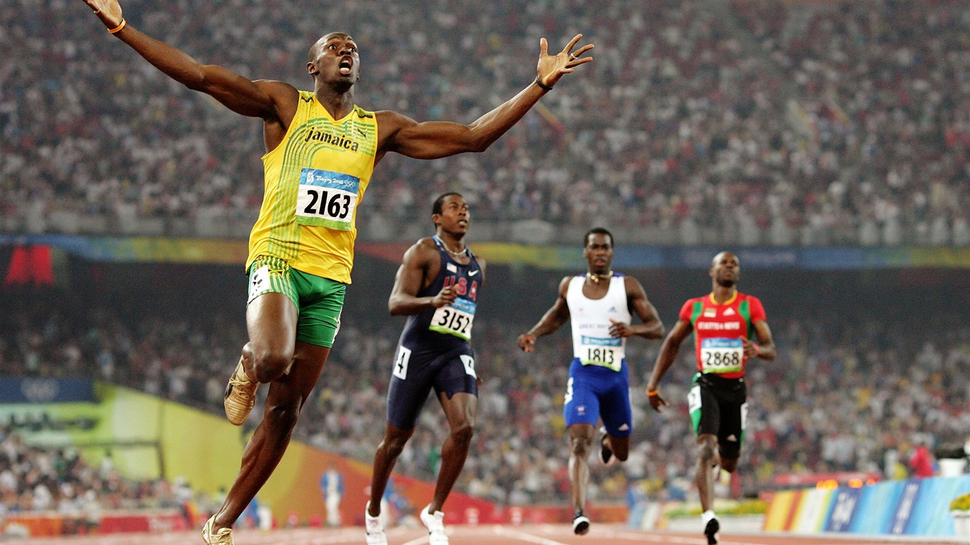 Usain Bolt Jamaica Sprint Sports Hd Wallpaper 12 Preview - Usain Bolt 2008 Record , HD Wallpaper & Backgrounds