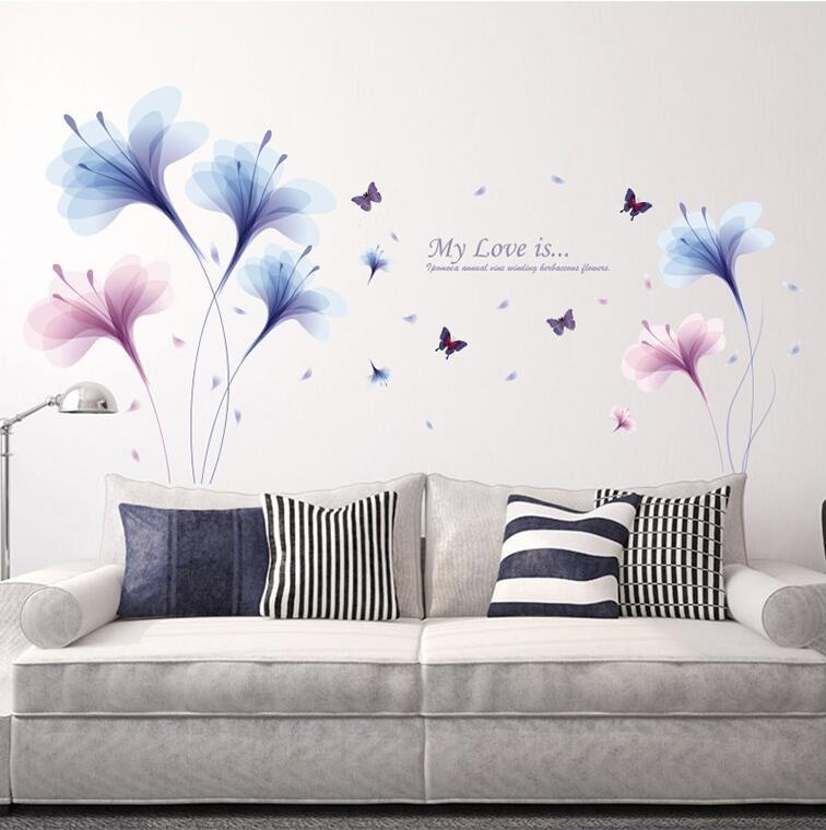 Wallpaper Stickers For Living Room 43 Top Notch Beautiful - Bedroom Wall Stickers Flowers , HD Wallpaper & Backgrounds
