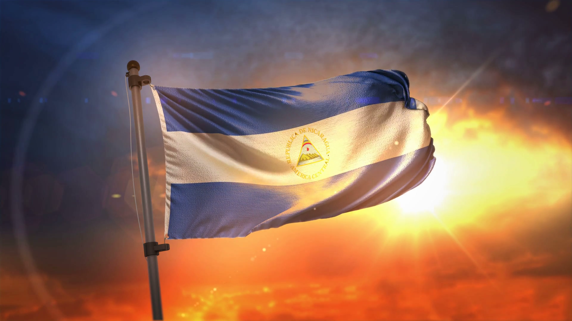 Nicaragua Flag Backlit At Beautiful Sunrise Loop Slow - Beautiful Nicaragua , HD Wallpaper & Backgrounds