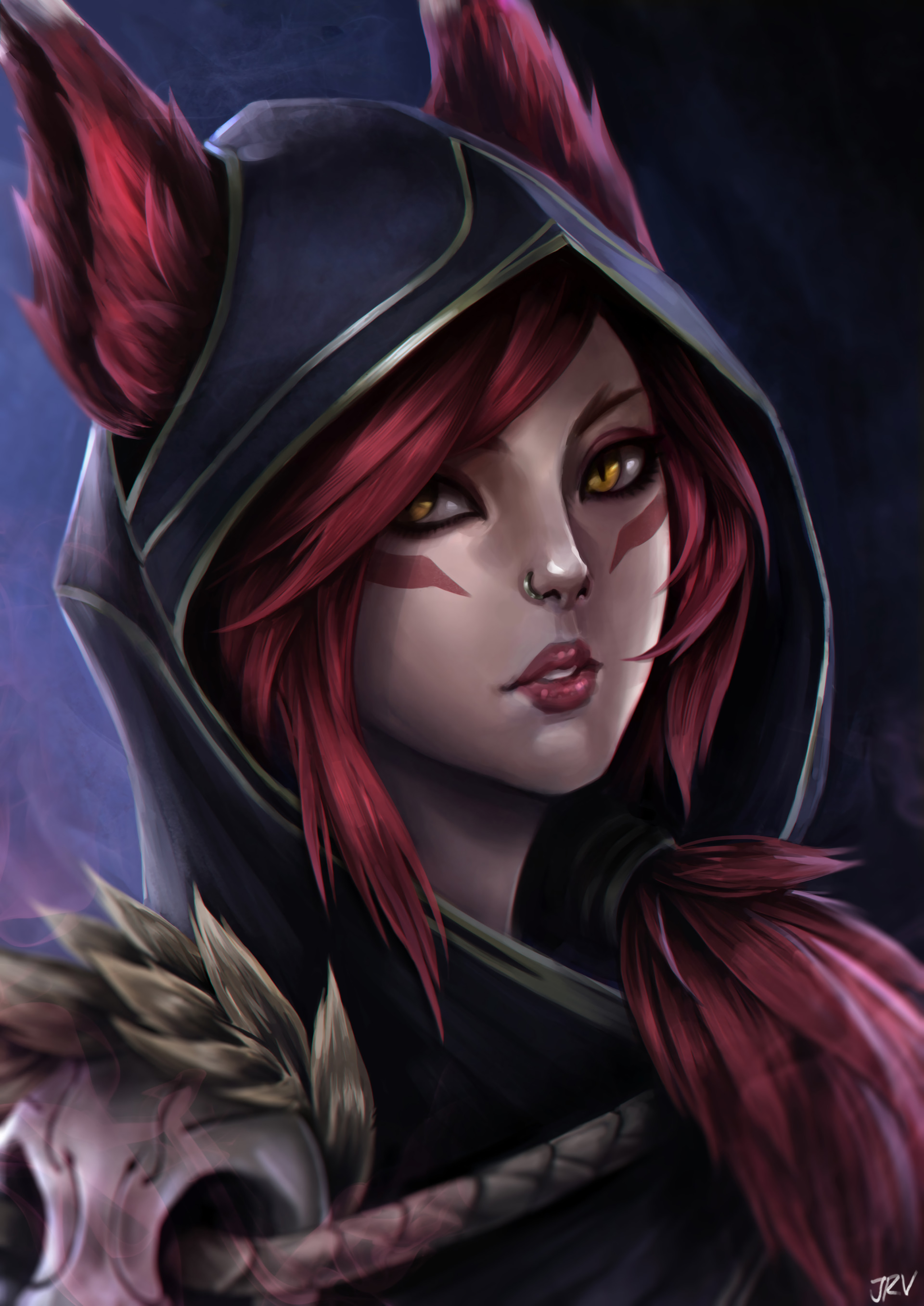 Xayah Portrait By John Renzo Venezuela Hd Wallpaper - Xayah League Of Legends , HD Wallpaper & Backgrounds