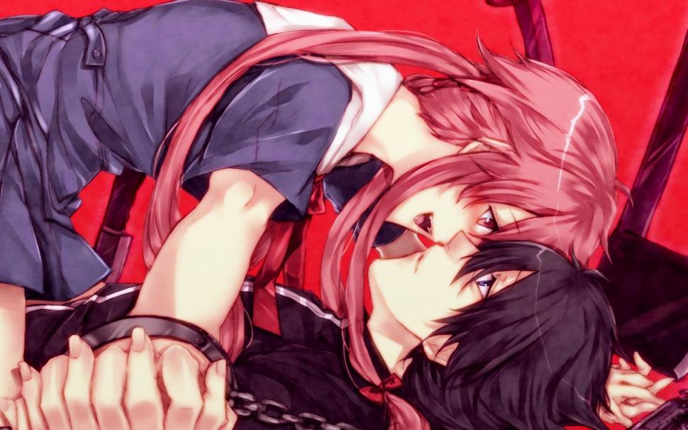 Couple Kissing Wallpaper - Anime Girl Kissing Guy , HD Wallpaper & Backgrounds