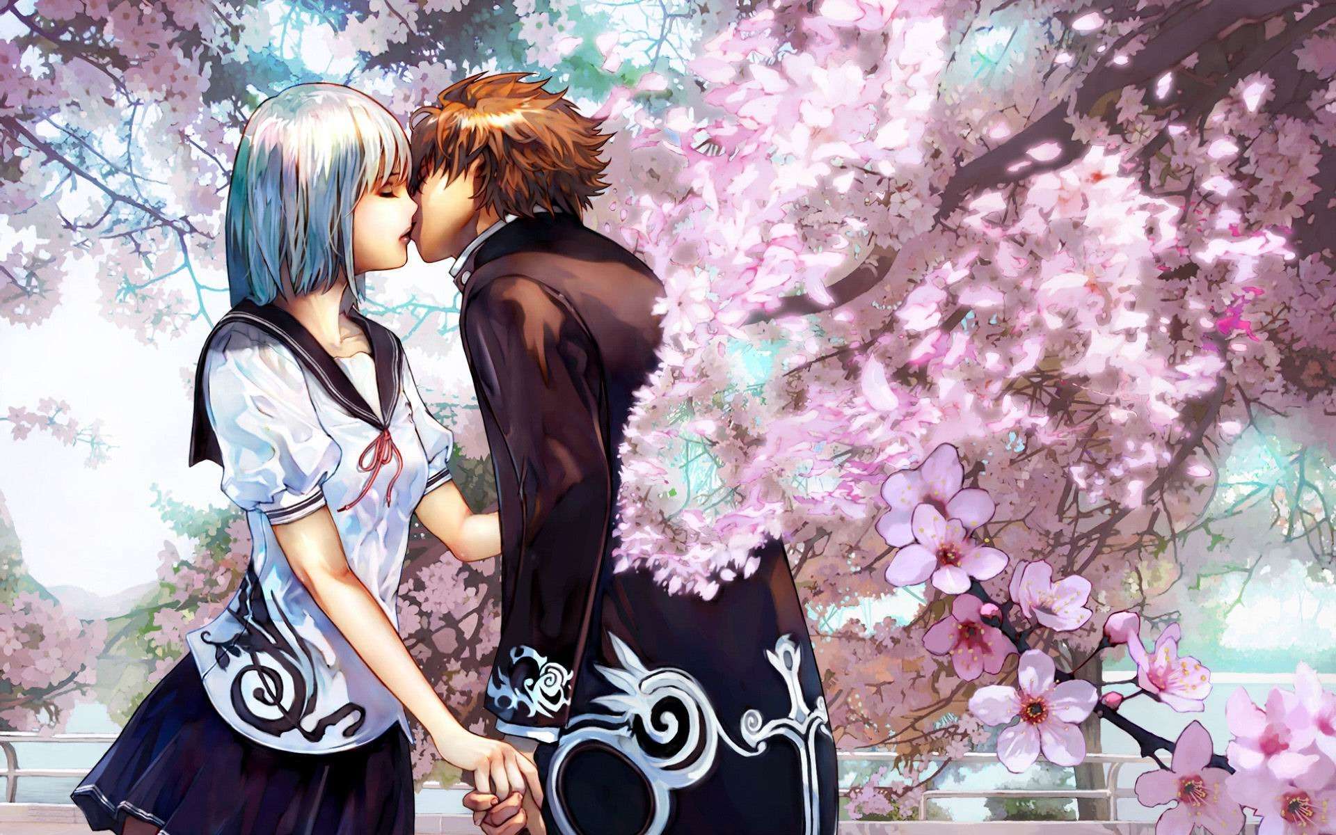 Anime Kiss Wallpaper Love Anime Cute Couple 130416 Hd