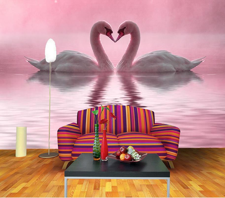 Modern Living Room Wallpapers Romantic Beautiful Love - Swan Heart , HD Wallpaper & Backgrounds