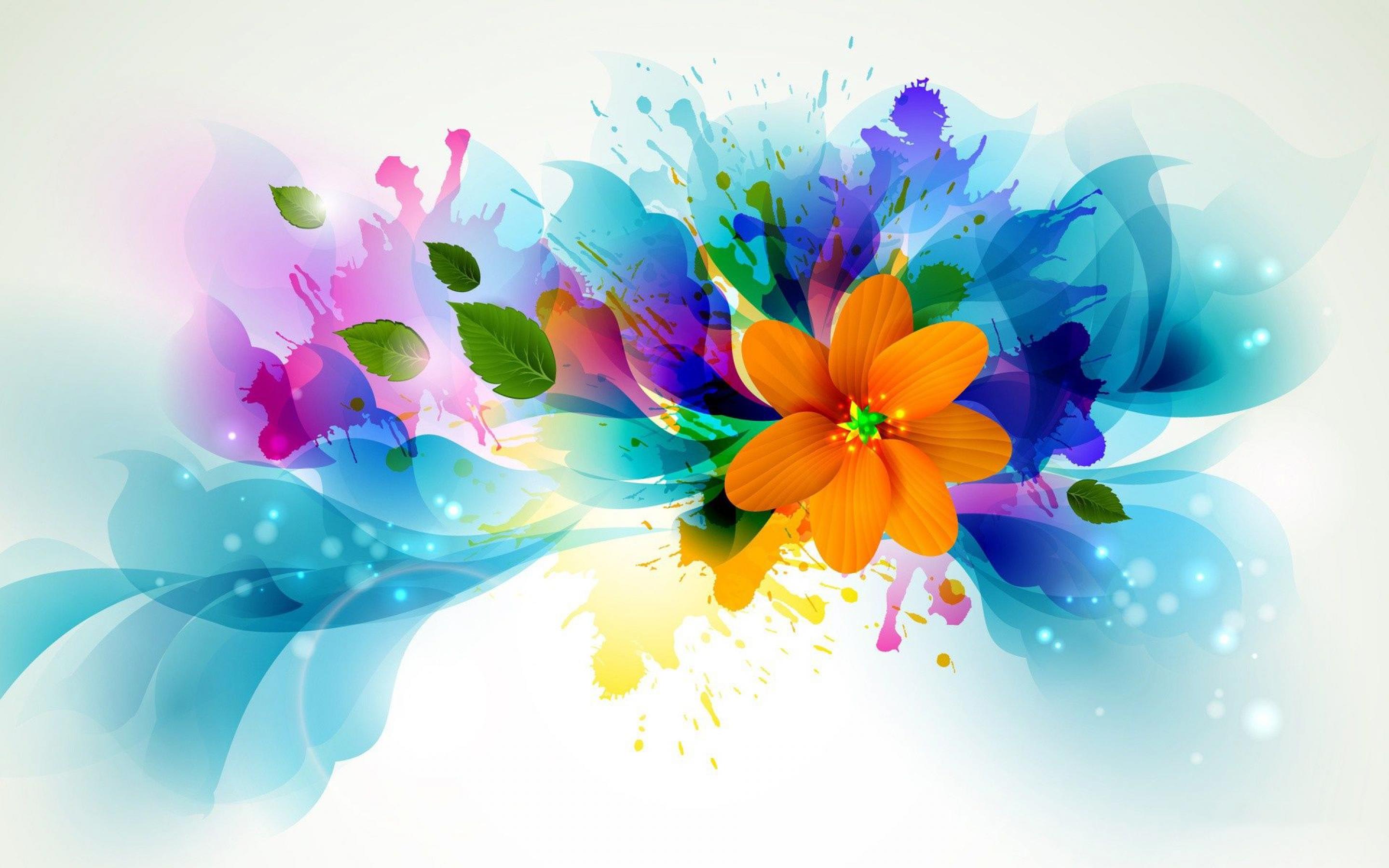Beautiful Flowers Art Wallpaper - Abstract Colorful , HD Wallpaper & Backgrounds