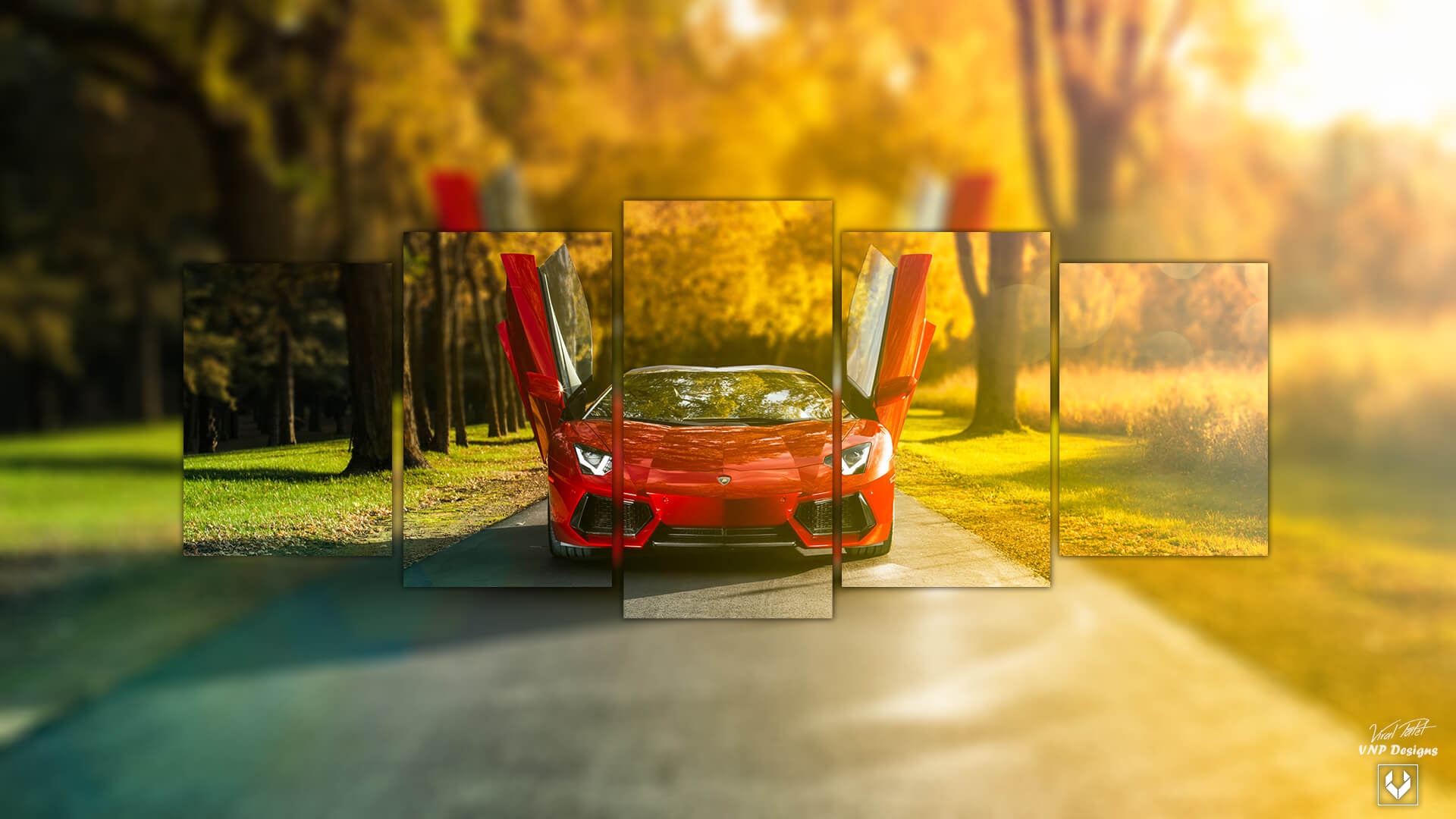Wallpaper Art In Photoshop - Lamborghini Aventador Lp700 4 Roadster Red , HD Wallpaper & Backgrounds