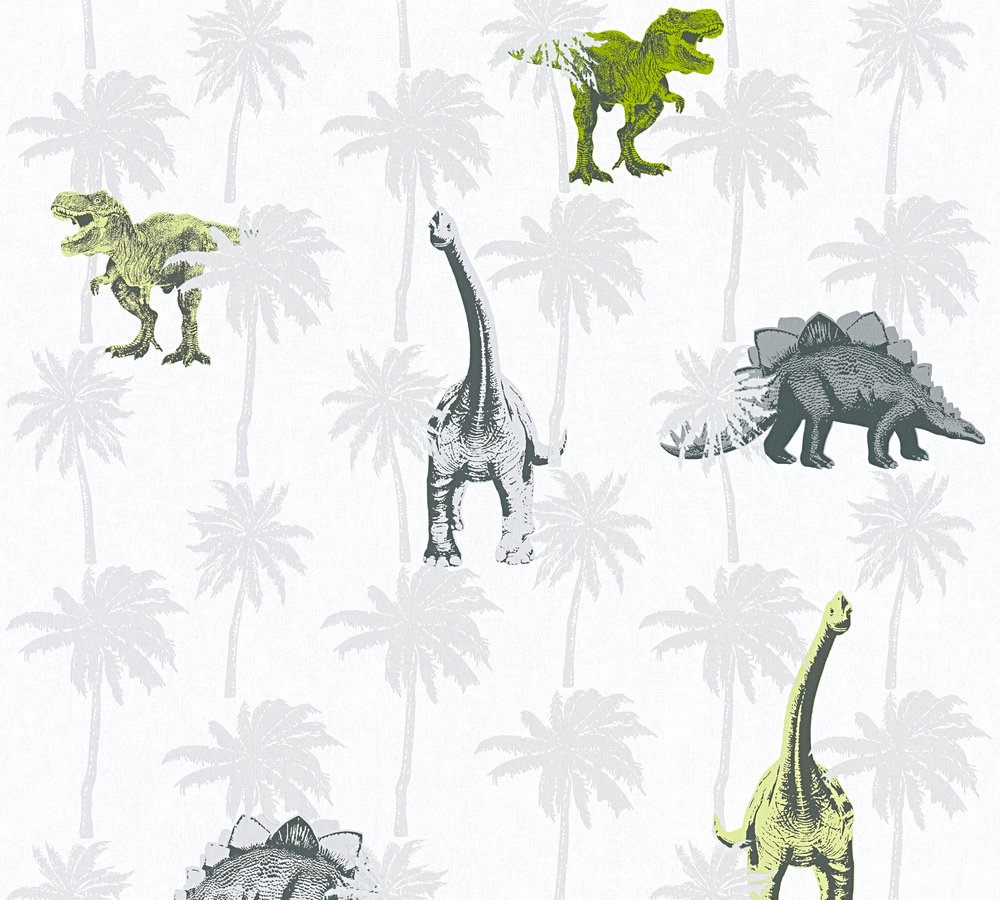 Kids Wallpaper Dinos Dinosaur White Green 35835-2 - Dino Tapete , HD Wallpaper & Backgrounds