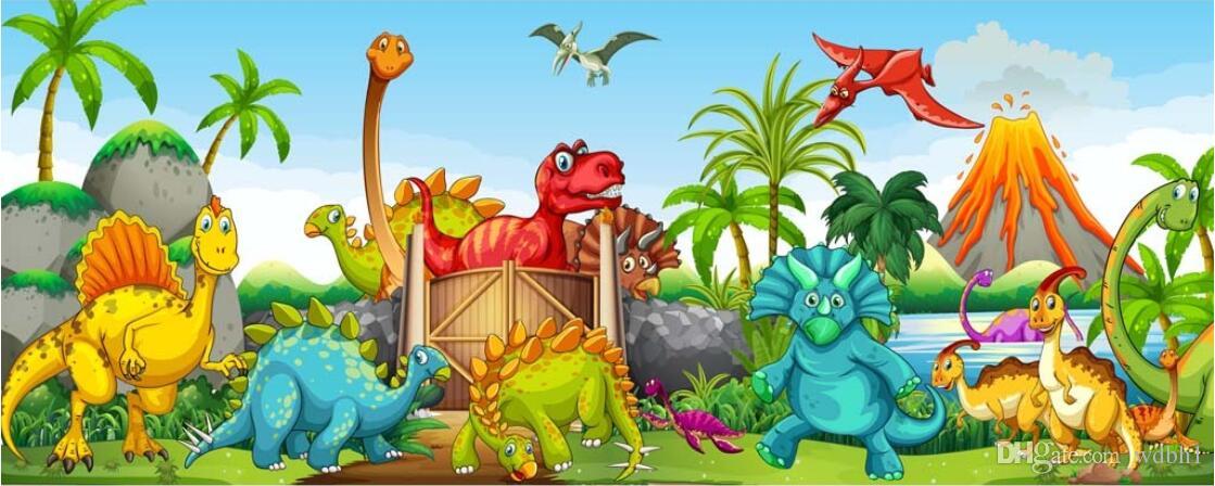 3d Wallpaper Custom Photo Cartoon Cute Jurassic Dinosaur - Dinosaur