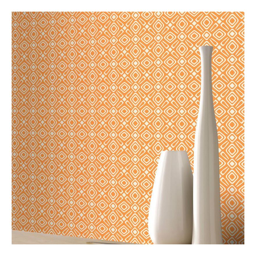 Geometric Wallpaper Modern Retro Shapes Bright Orange - Wall , HD Wallpaper & Backgrounds