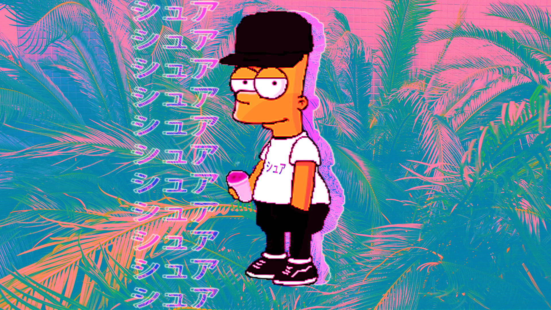 Vaporwave Bart Simpson Wallpaper , HD Wallpaper & Backgrounds