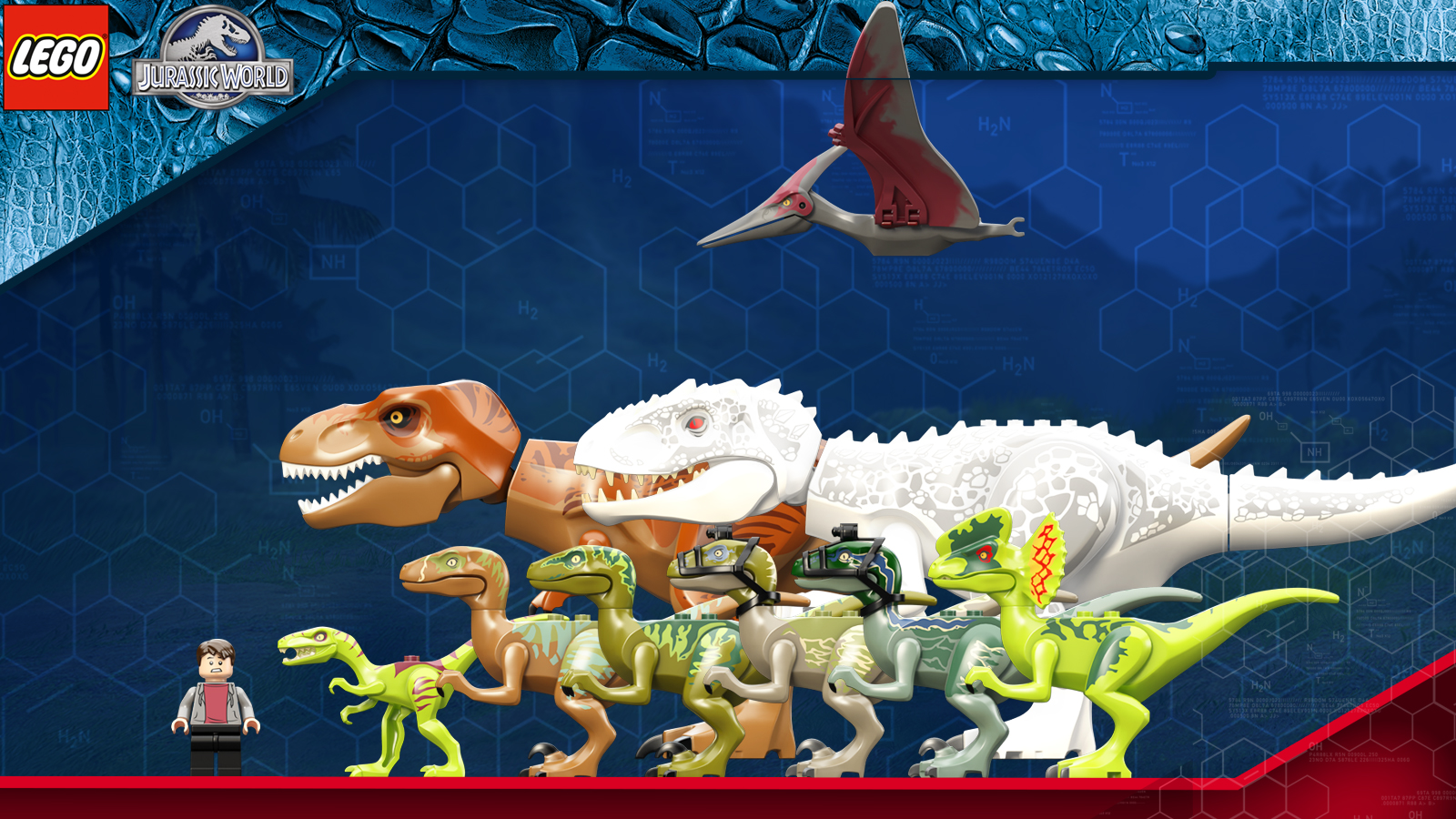 Dino Lineup - Wallpapers - Лего Мир Юрского Периода Динозавры , HD Wallpaper & Backgrounds