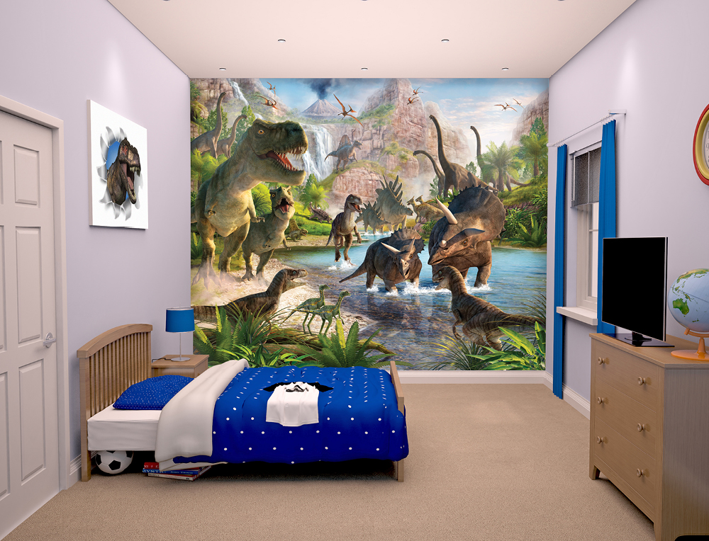 Dinosaur Land - Walltastic Dinosaur , HD Wallpaper & Backgrounds