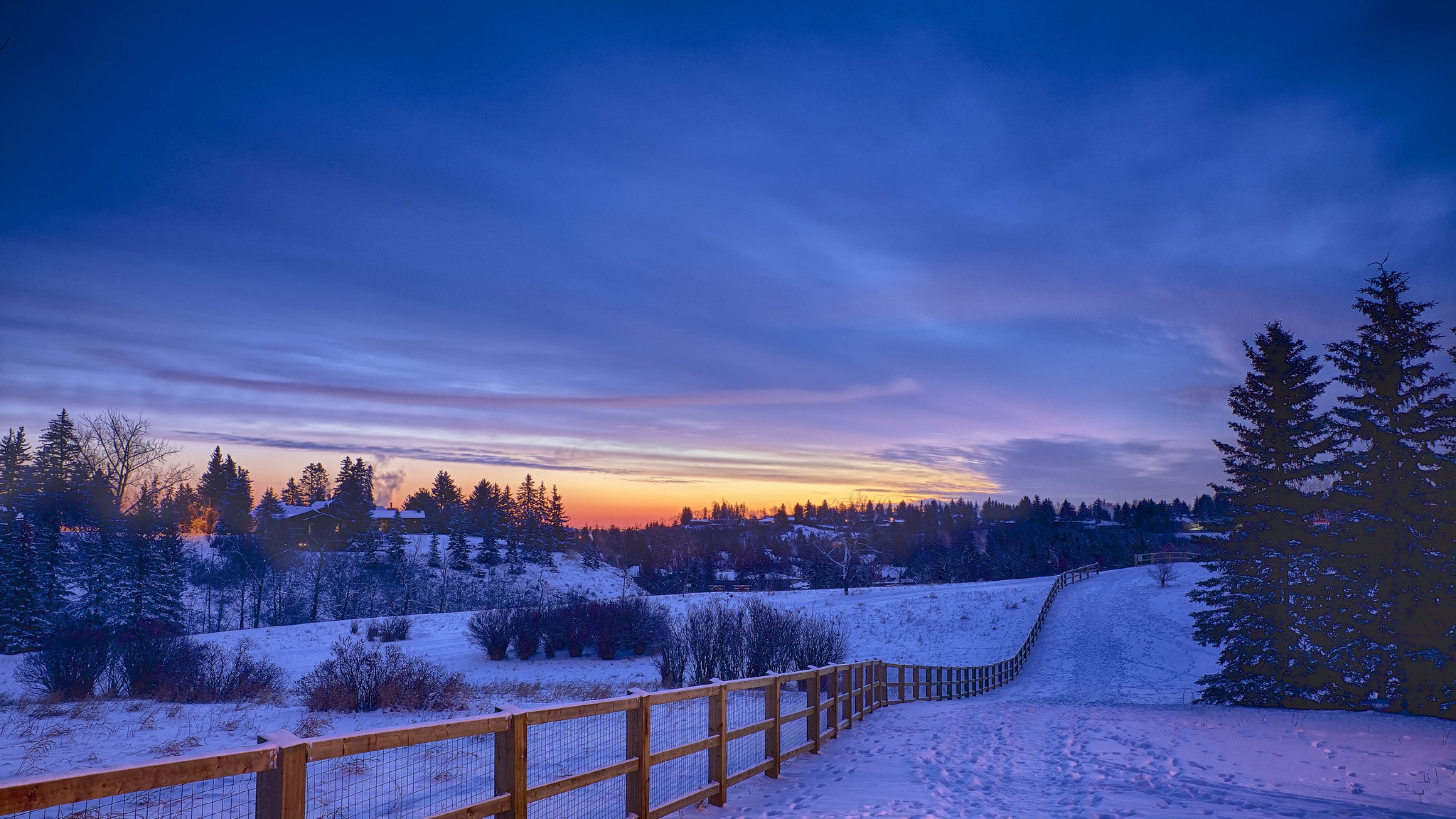 Snow Landscape Winter Wallpaper For Desktop 4k Resolution , HD Wallpaper & Backgrounds