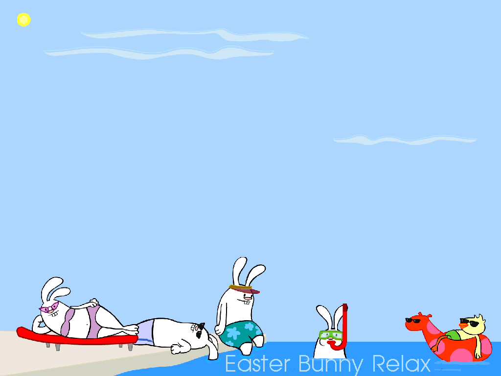 Easter Wallpaper - Bunnies On Vacation , HD Wallpaper & Backgrounds