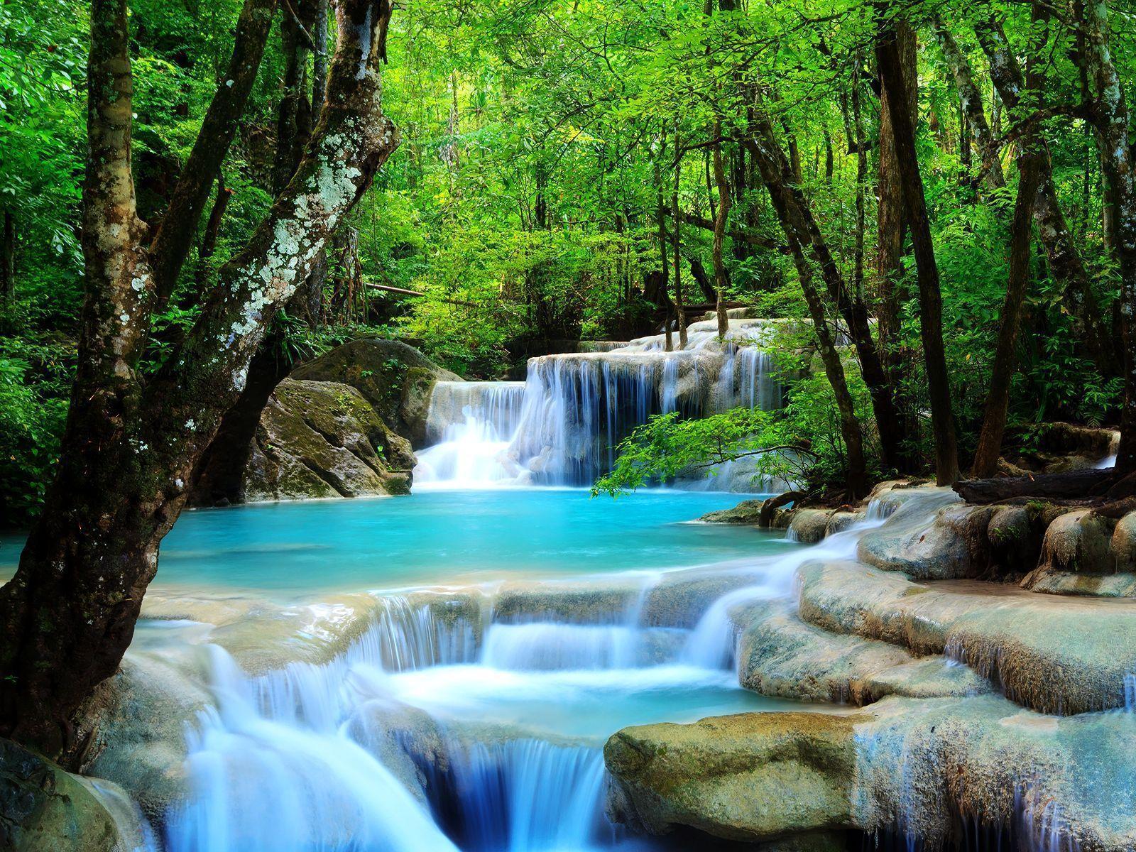 Funmozar Waterfall Wallpapers - Erawan National Park, Erawan Falls , HD Wallpaper & Backgrounds