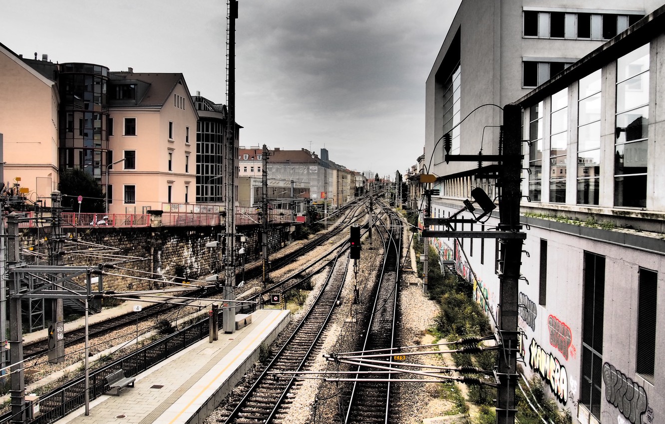 Photo Wallpaper Hdr, Austria, Railway, Austria, Vienna, - Track , HD Wallpaper & Backgrounds