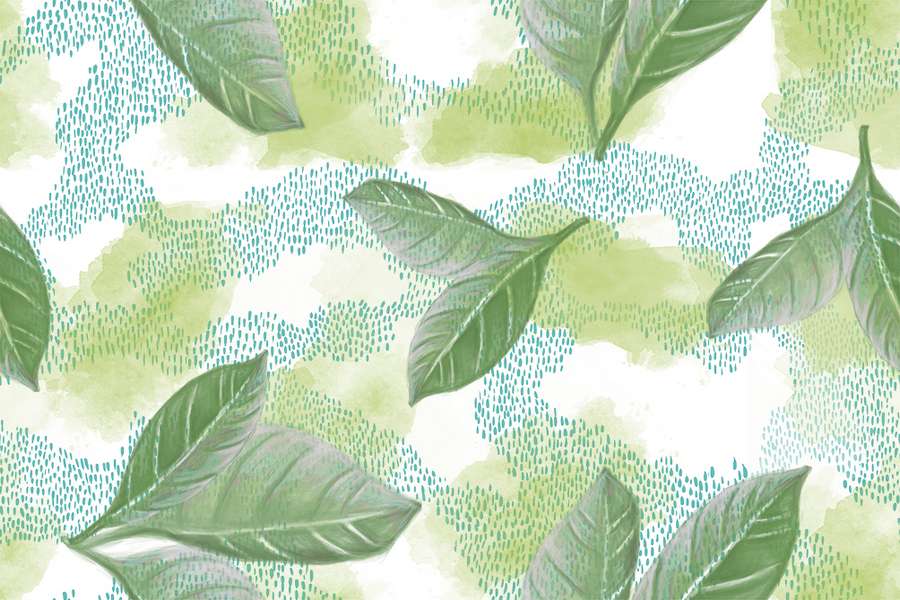 Leaf Pattern Wallpaper Muralblue Green - Tree , HD Wallpaper & Backgrounds