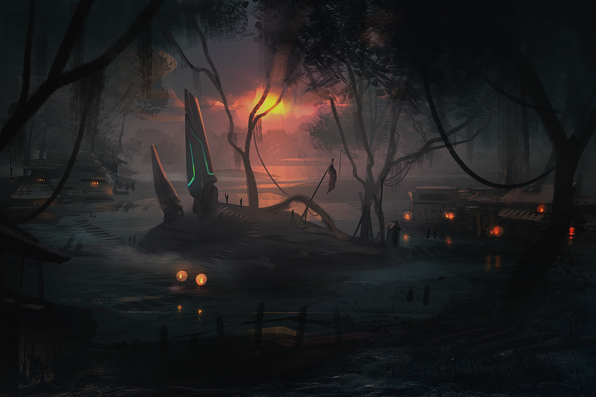 Wallpaper Whitehex Swamp Environment, Swamp Rune, Island, - Darkness , HD Wallpaper & Backgrounds