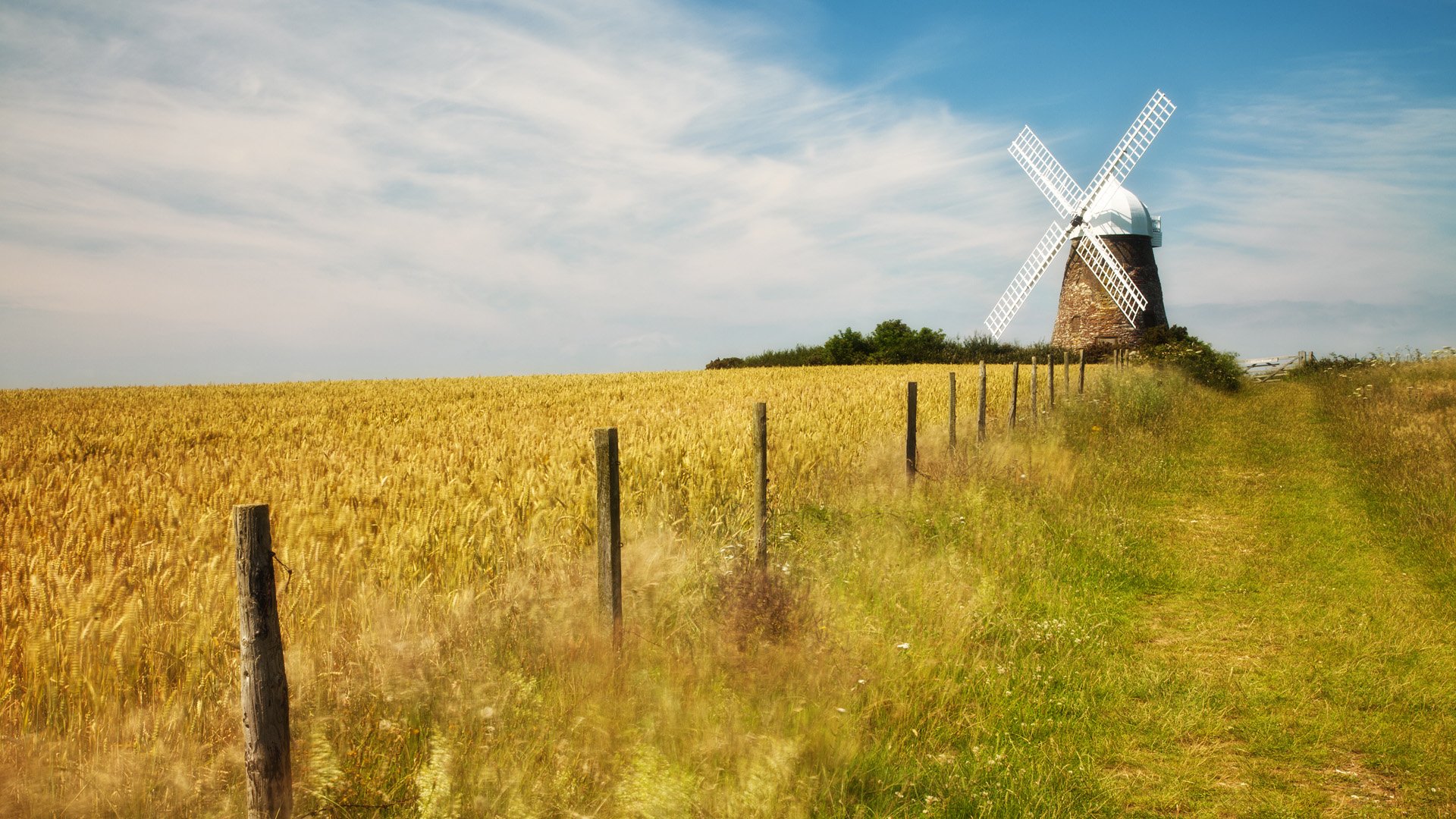 Windy Wheat Field High Resolution Wallpaper - Jack And Jill Windmills South Downs , HD Wallpaper & Backgrounds