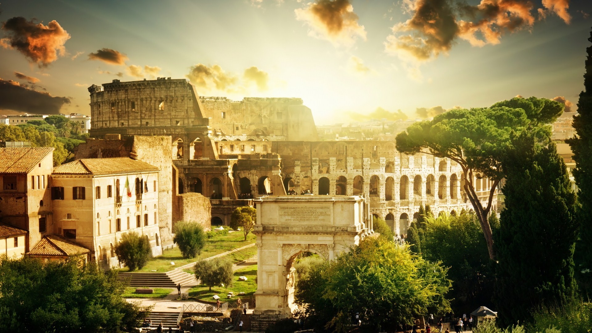 Colosseum Night View Wallpaper - Rome , HD Wallpaper & Backgrounds