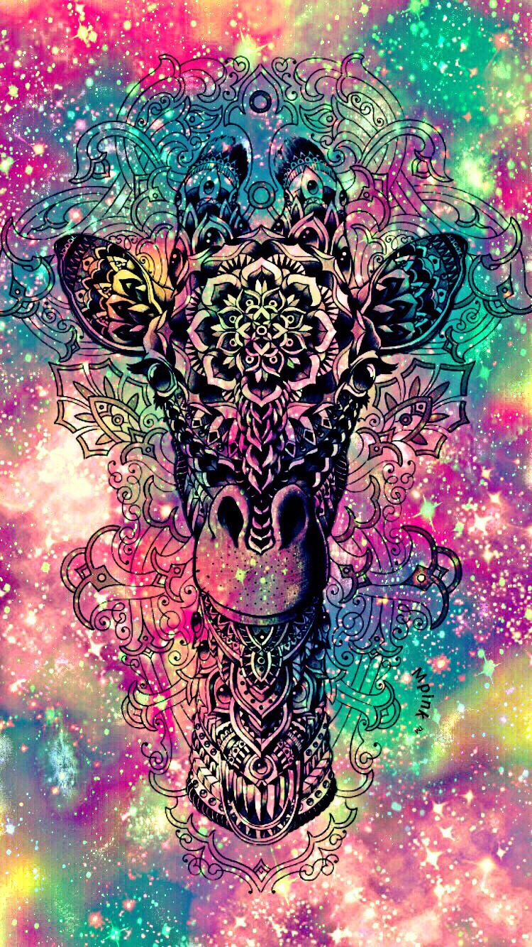 Bling Giraffe Galaxy Iphone/android Wallpaper I Created - Trippy Giraffe Wallpaper Iphone , HD Wallpaper & Backgrounds
