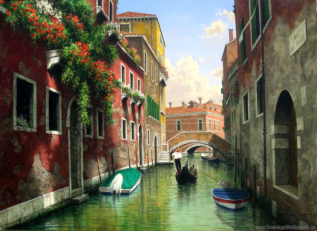 Balconies, Boats, Bridge, Canal, Flowers, Gondola, - Заставки На Рабочий Стол Венеция , HD Wallpaper & Backgrounds