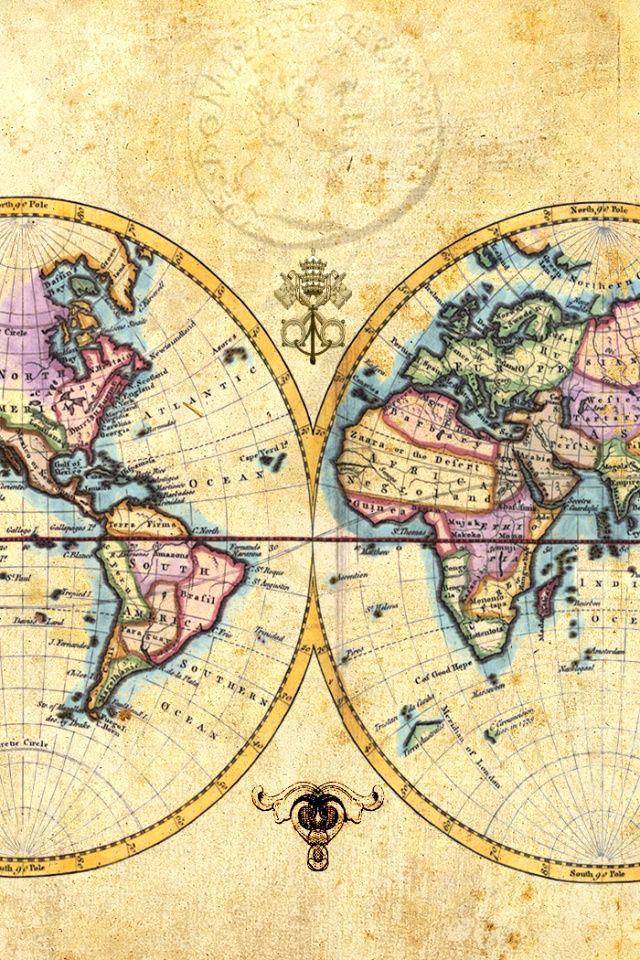 Old Maps Wallpaper Vintage Map Wallpaper World Maps - World Map Phone Background , HD Wallpaper & Backgrounds