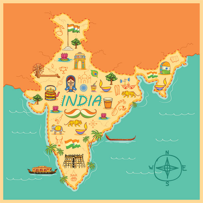 Indian Map - India Map Artistic , HD Wallpaper & Backgrounds