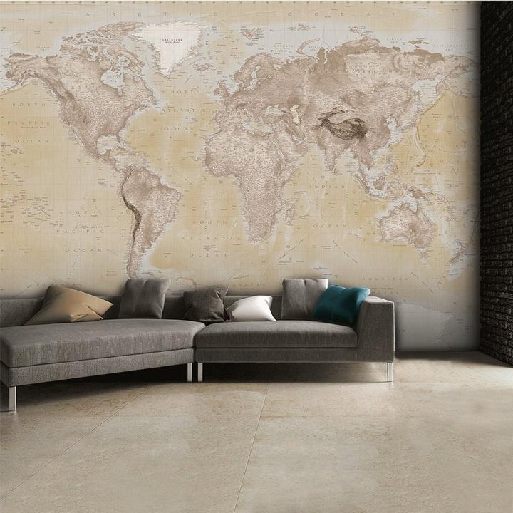 Neutral World Map Atlas Wallpaper Mural Wall Art W4pl - Feature Wall Mural , HD Wallpaper & Backgrounds