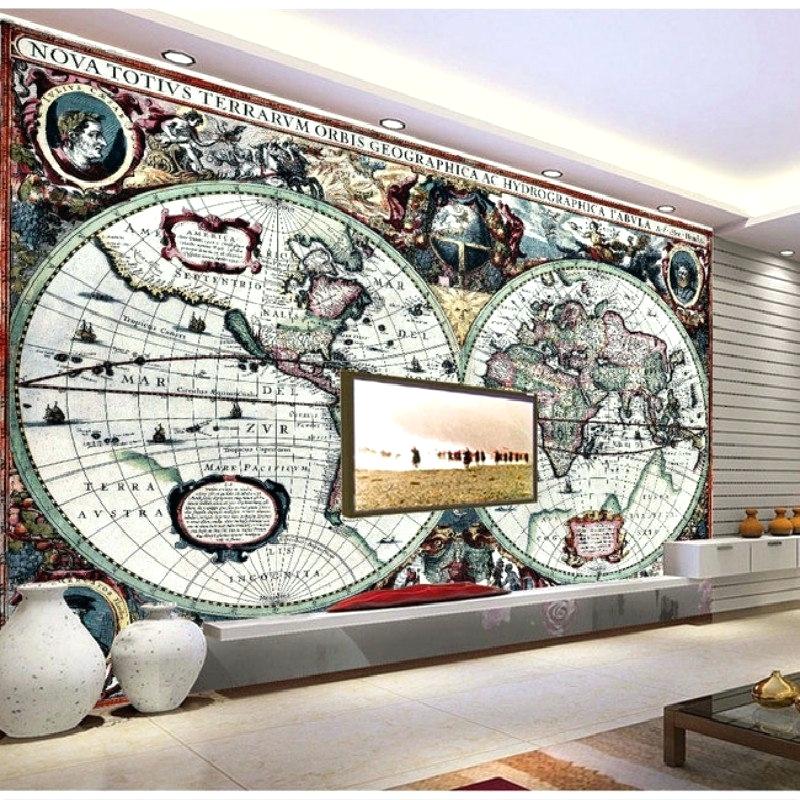 Nautical World Map Of Large Living Room Bedroom Wall - Old World Map , HD Wallpaper & Backgrounds