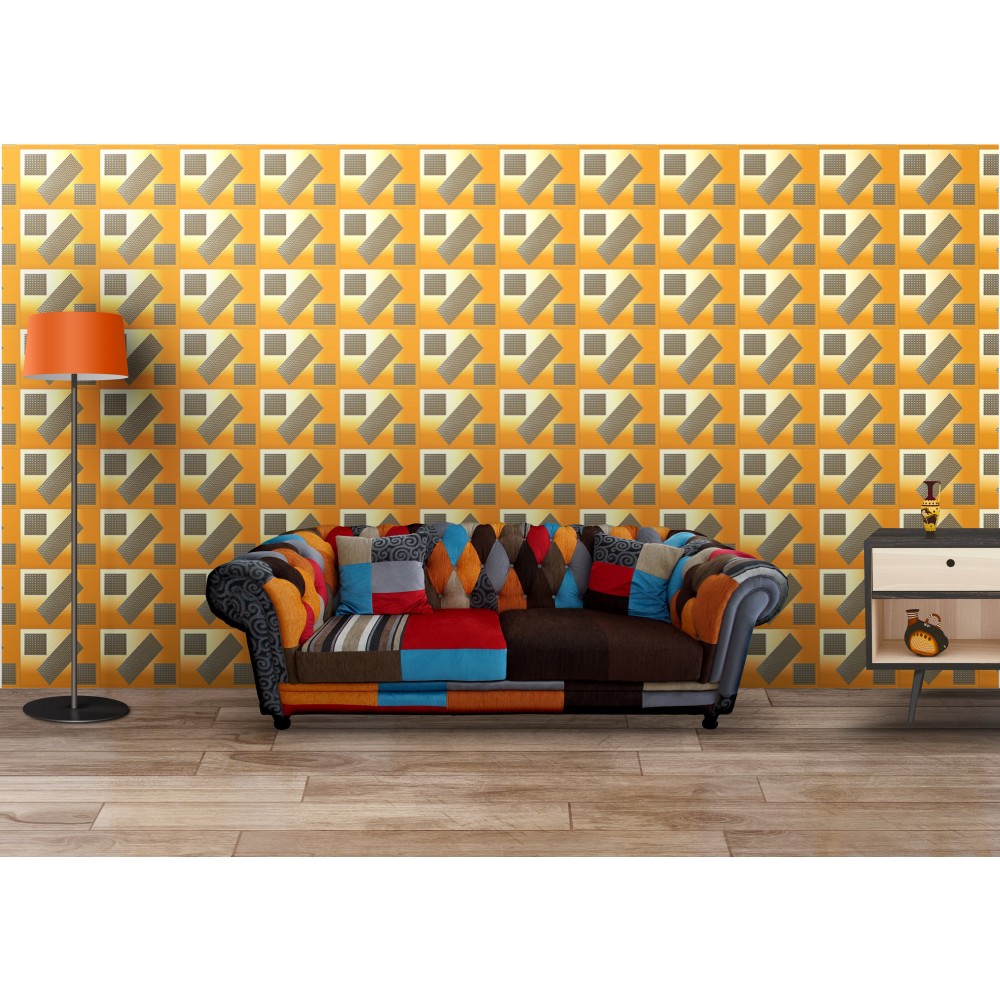 Square Yellow Tiled, Adhesive Wallpaper For Your Study - 3d Wallpaper For Office Wall India , HD Wallpaper & Backgrounds