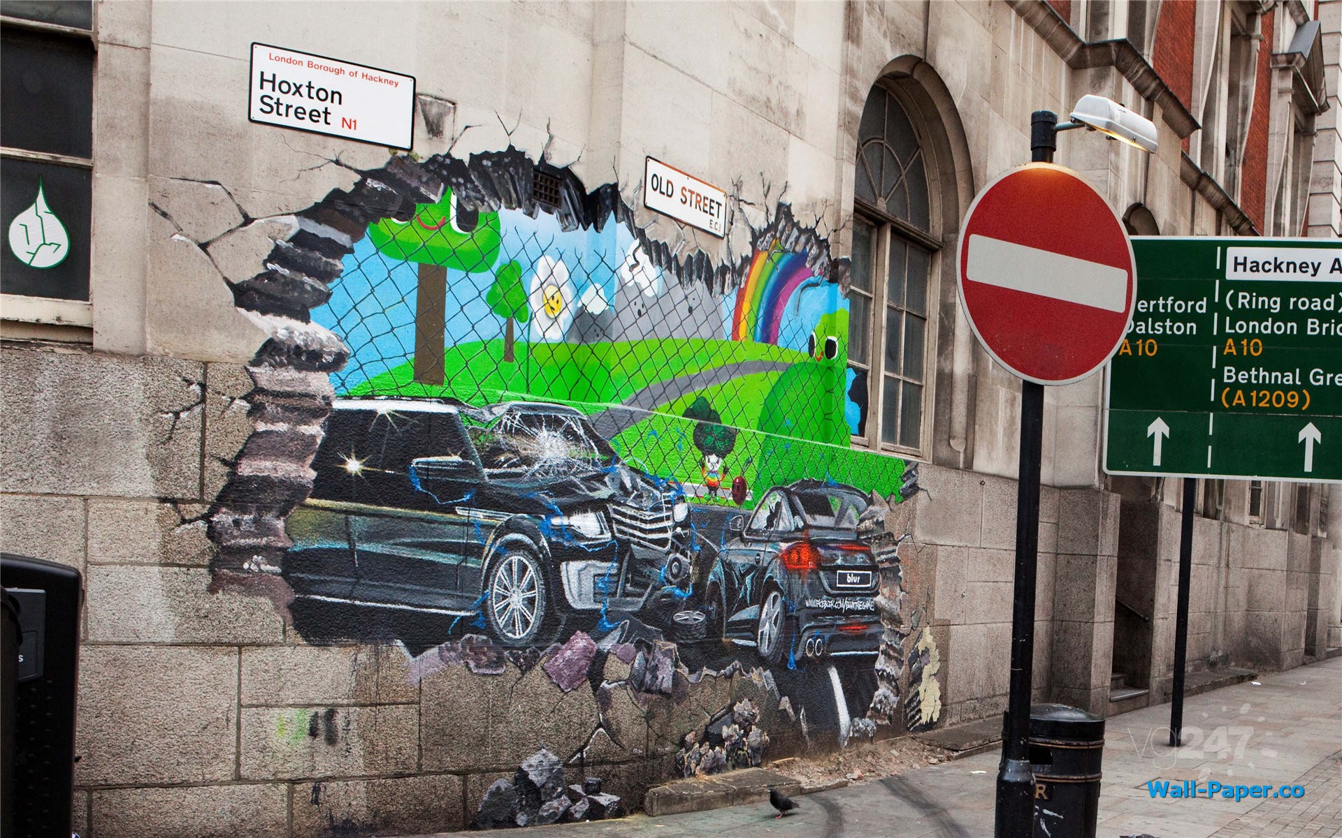 Creative Art Paint Wall Street Crash Car Wallpaper - Street Art Graffiti Hd , HD Wallpaper & Backgrounds