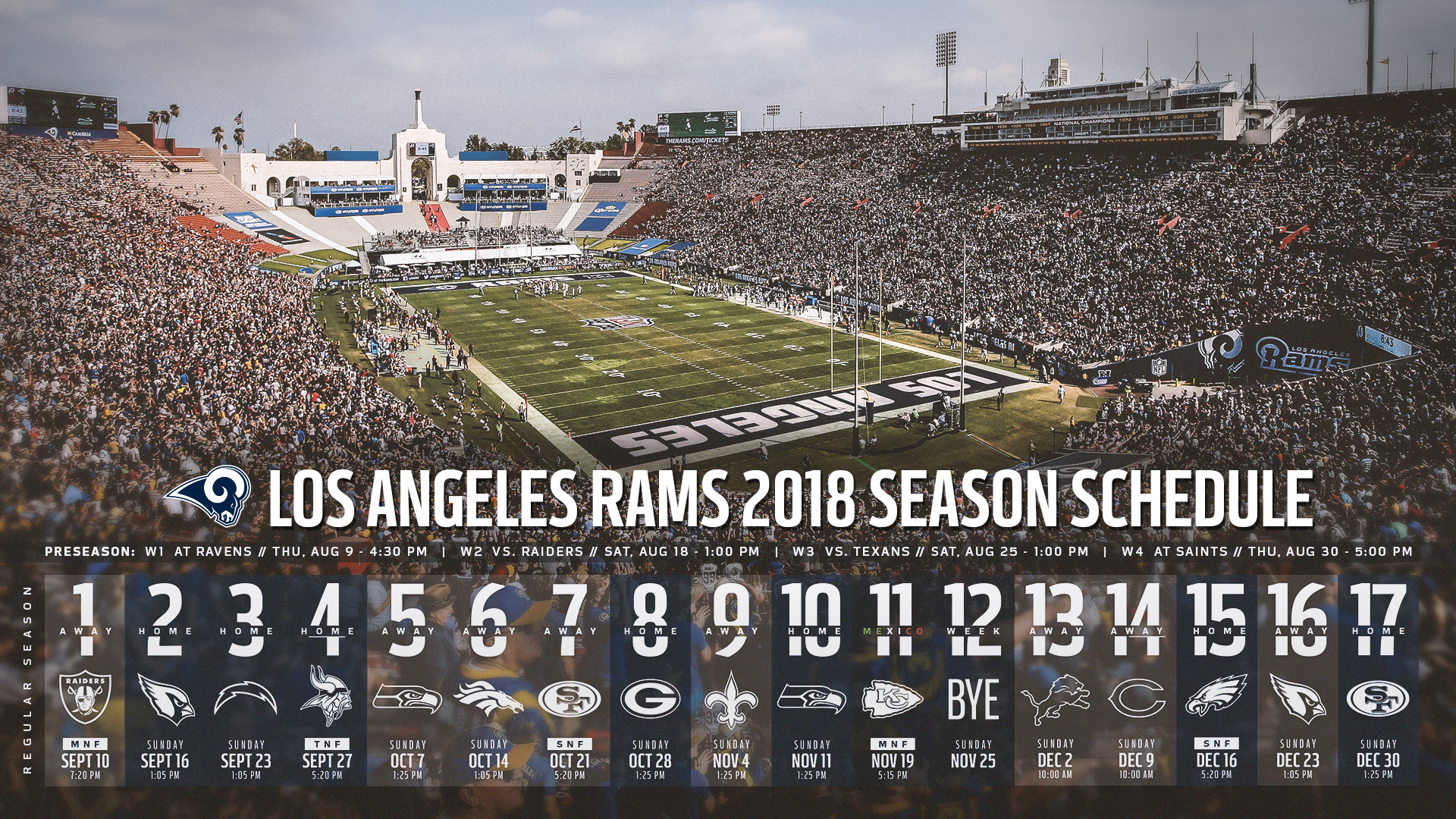 <center>desktop Wallpaper - 1920x1080</center> - 2018 Los Angeles Rams Schedule , HD Wallpaper & Backgrounds