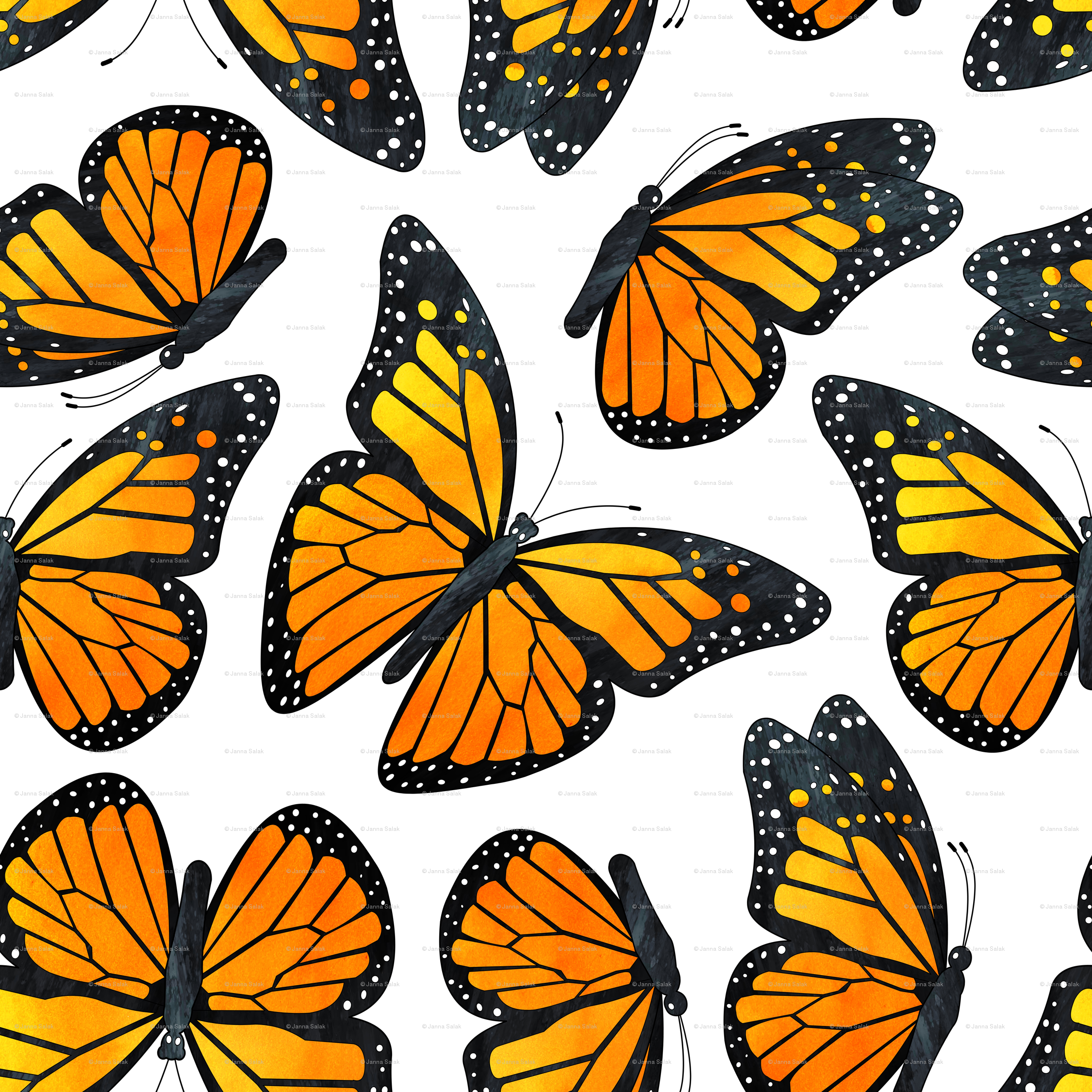 Monarch Butterfly Watercolor Pattern Wallpaper - Repeat Pattern With Butterfly , HD Wallpaper & Backgrounds