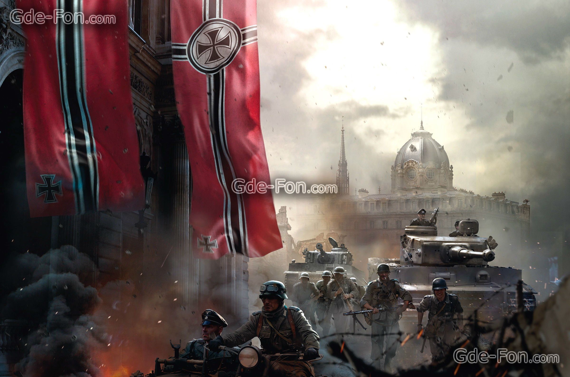 Download Wallpaper Art, Soldiers, Wehrmacht, Tanks - Enemy Front , HD Wallpaper & Backgrounds