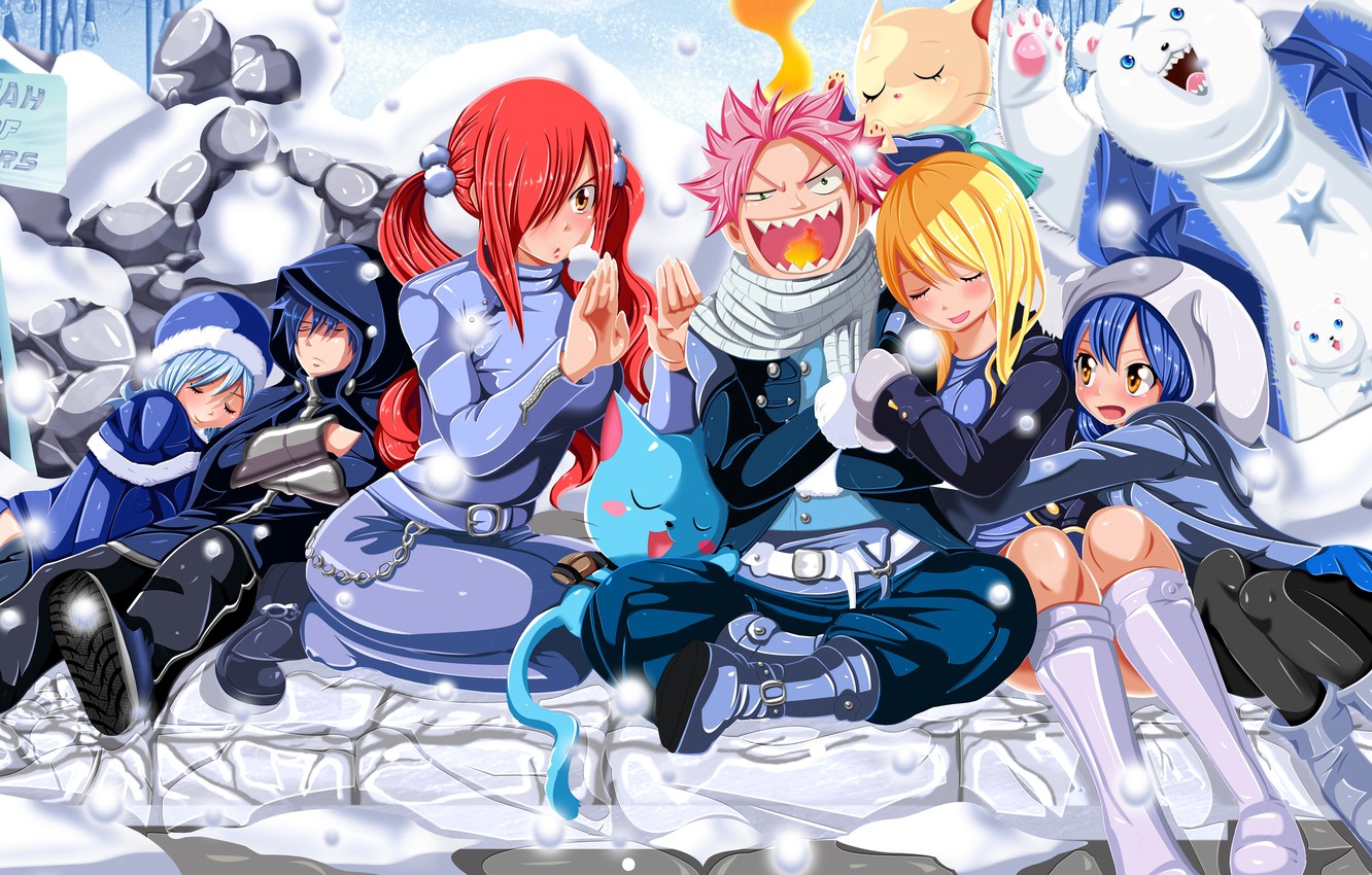 Photo Wallpaper Game, Happy, Bear, Blizzard, Nothing, - Fairy Tail Anime Snow , HD Wallpaper & Backgrounds