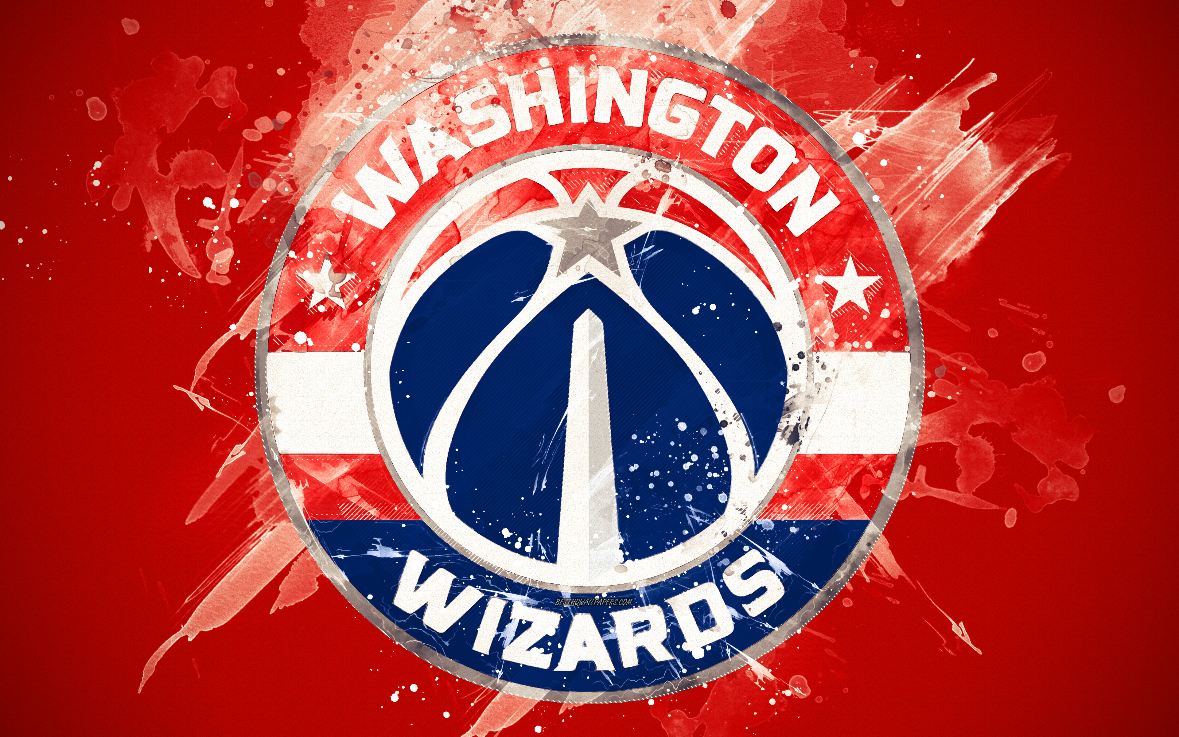 Washington Wizards, 4k, Grunge Art, Logo, American - Houston Rockets Logo 2018 , HD Wallpaper & Backgrounds