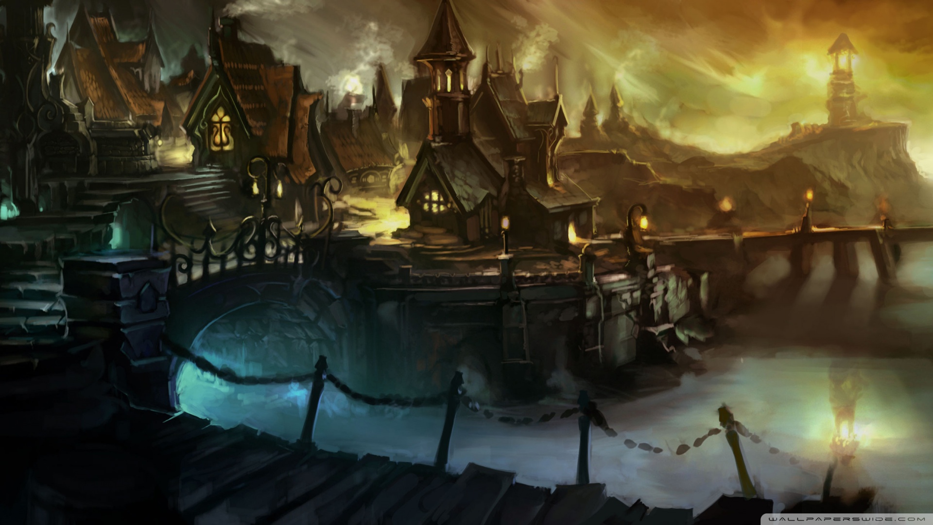 Wow Cataclysm Artwork 2 Wallpaper - World Of Warcraft Landscape , HD Wallpaper & Backgrounds