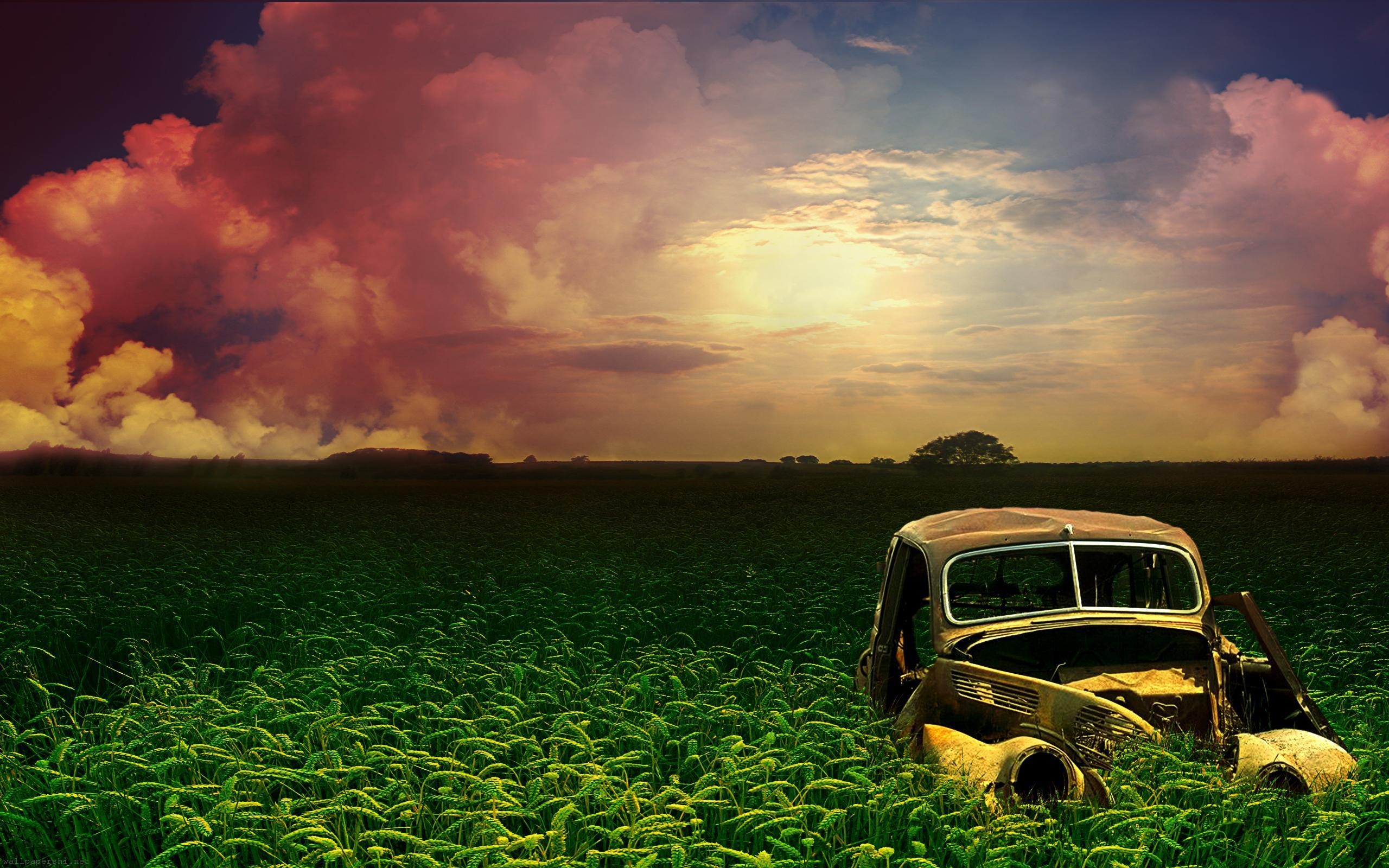 Destroy Car Abstract - Hd Wallpaper Nature Landscape , HD Wallpaper & Backgrounds