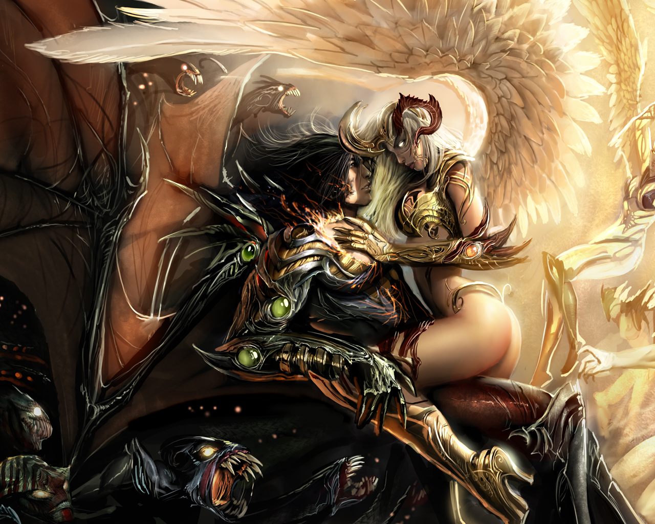 Witchblade Wallpaper - Sexy Angel And Demon , HD Wallpaper & Backgrounds