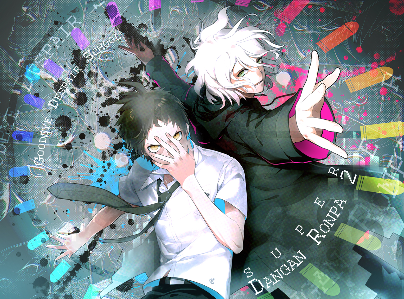 Dangan - Ronpa - 2 - Full - 1236104 , - Anime Guy White Hair Yellow Eyes , HD Wallpaper & Backgrounds