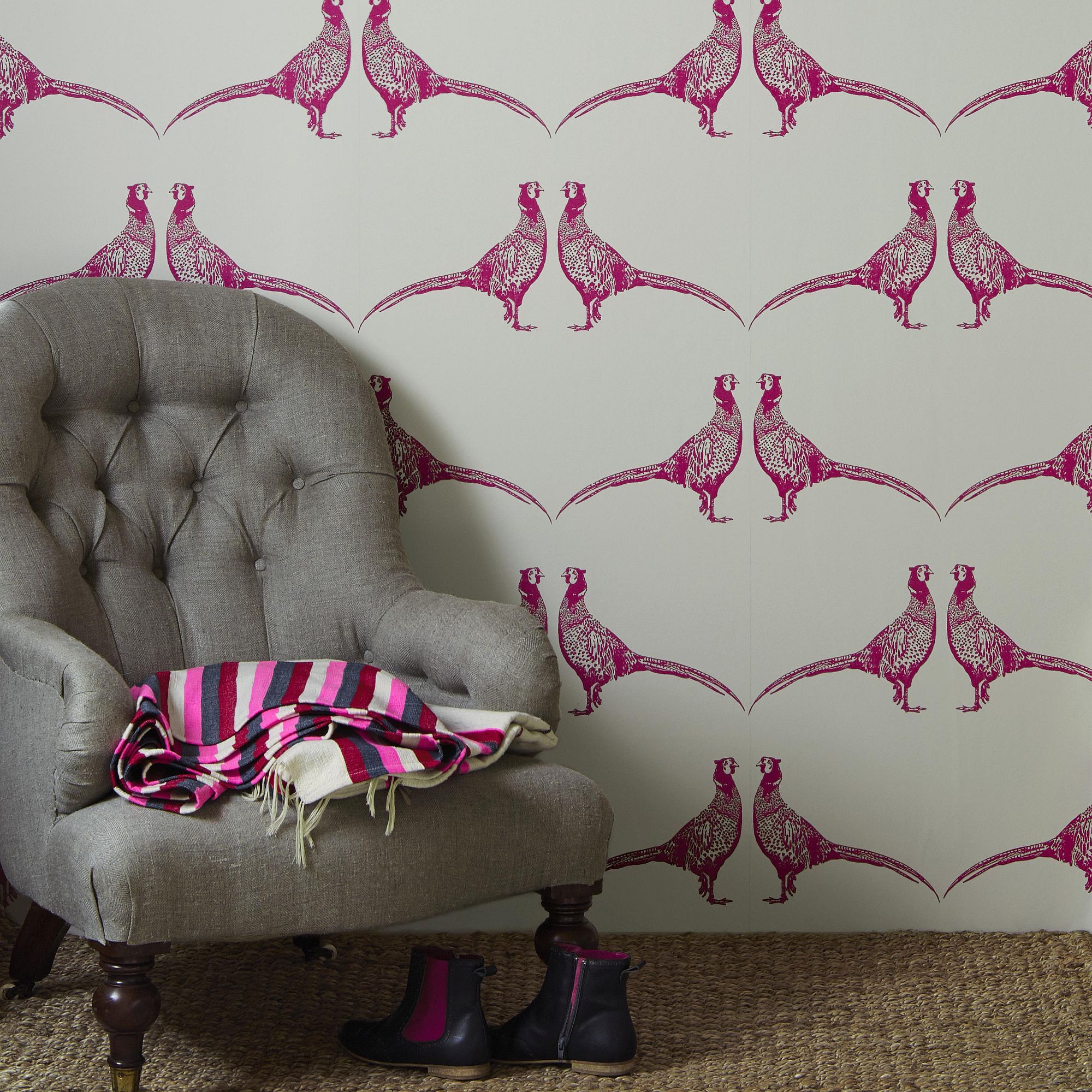 Pink Pheasant Wallpaper From Barneby Gates - Pheasant Wall Paper , HD Wallpaper & Backgrounds