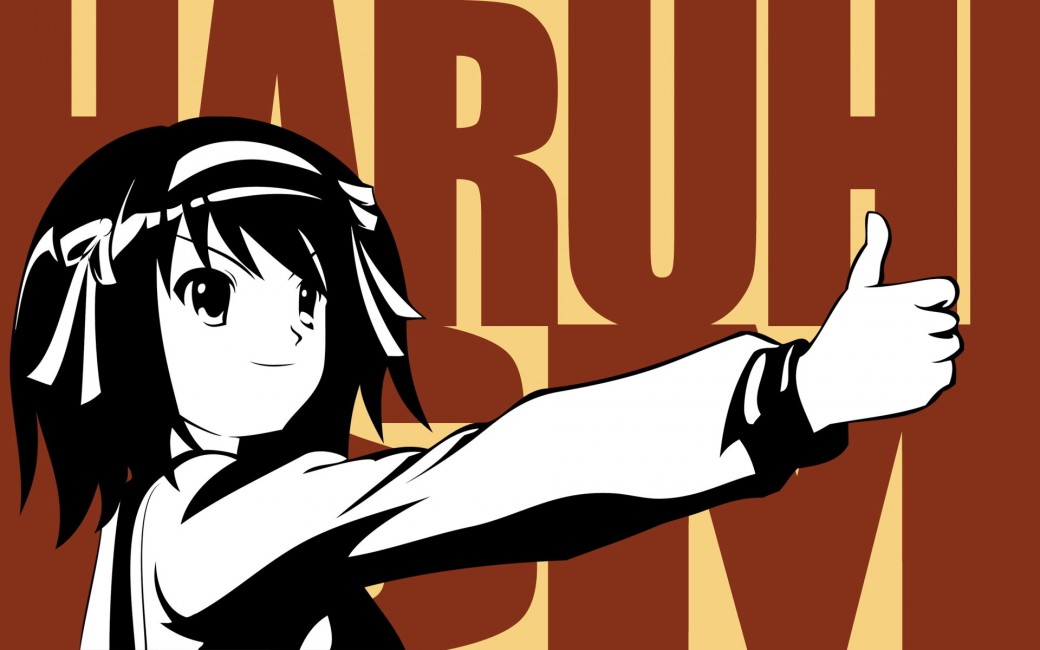 Suzumiya Haruhi Girl Word Gesture Smile - Anime , HD Wallpaper & Backgrounds