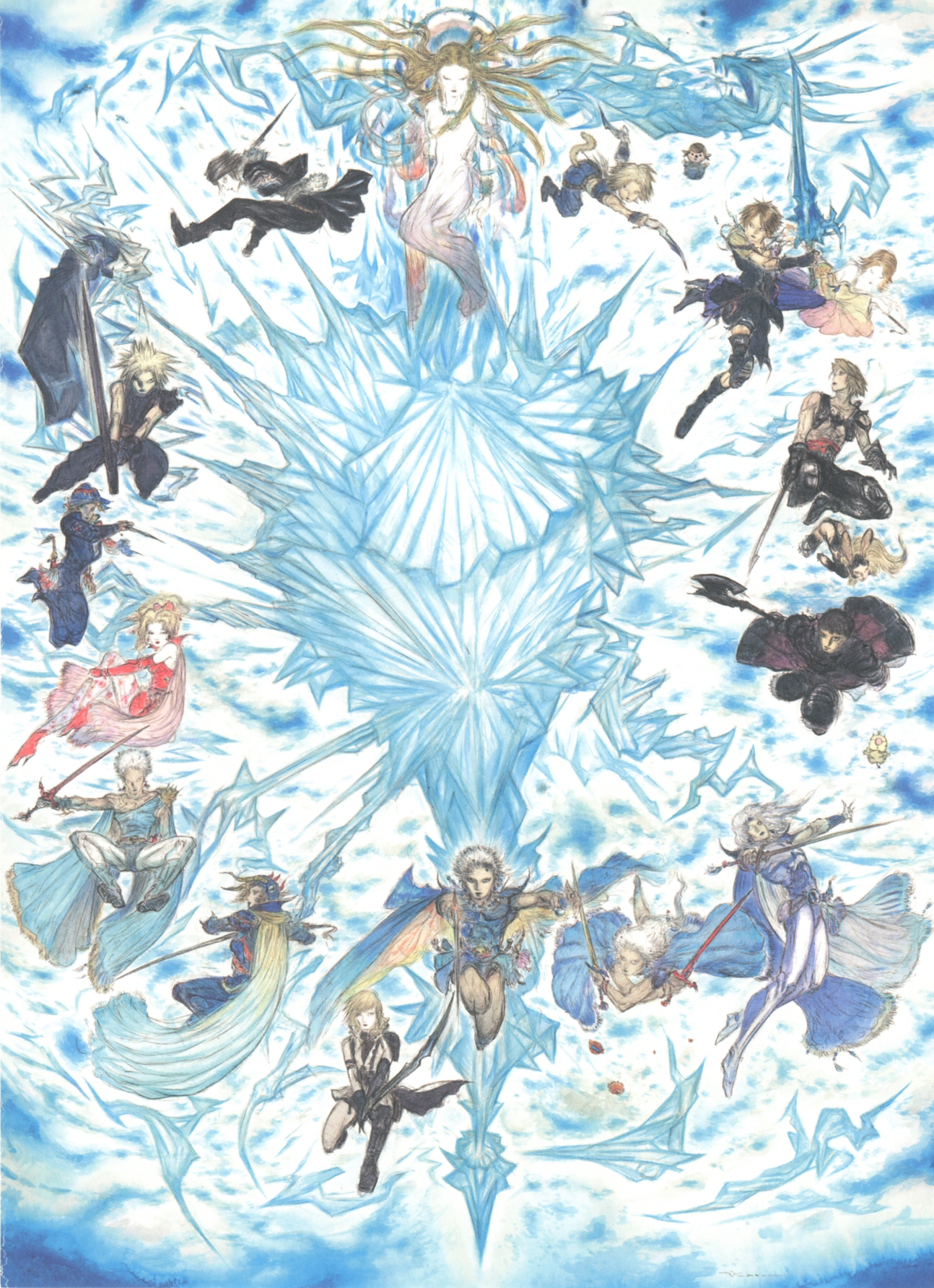 Yoshitaka Amano - Final Fantasy 25th Anniversary Poster , HD Wallpaper & Backgrounds