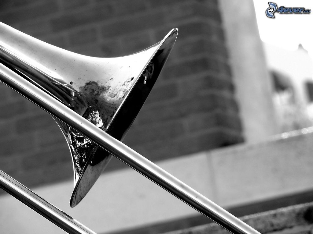Black And White Trombone , HD Wallpaper & Backgrounds