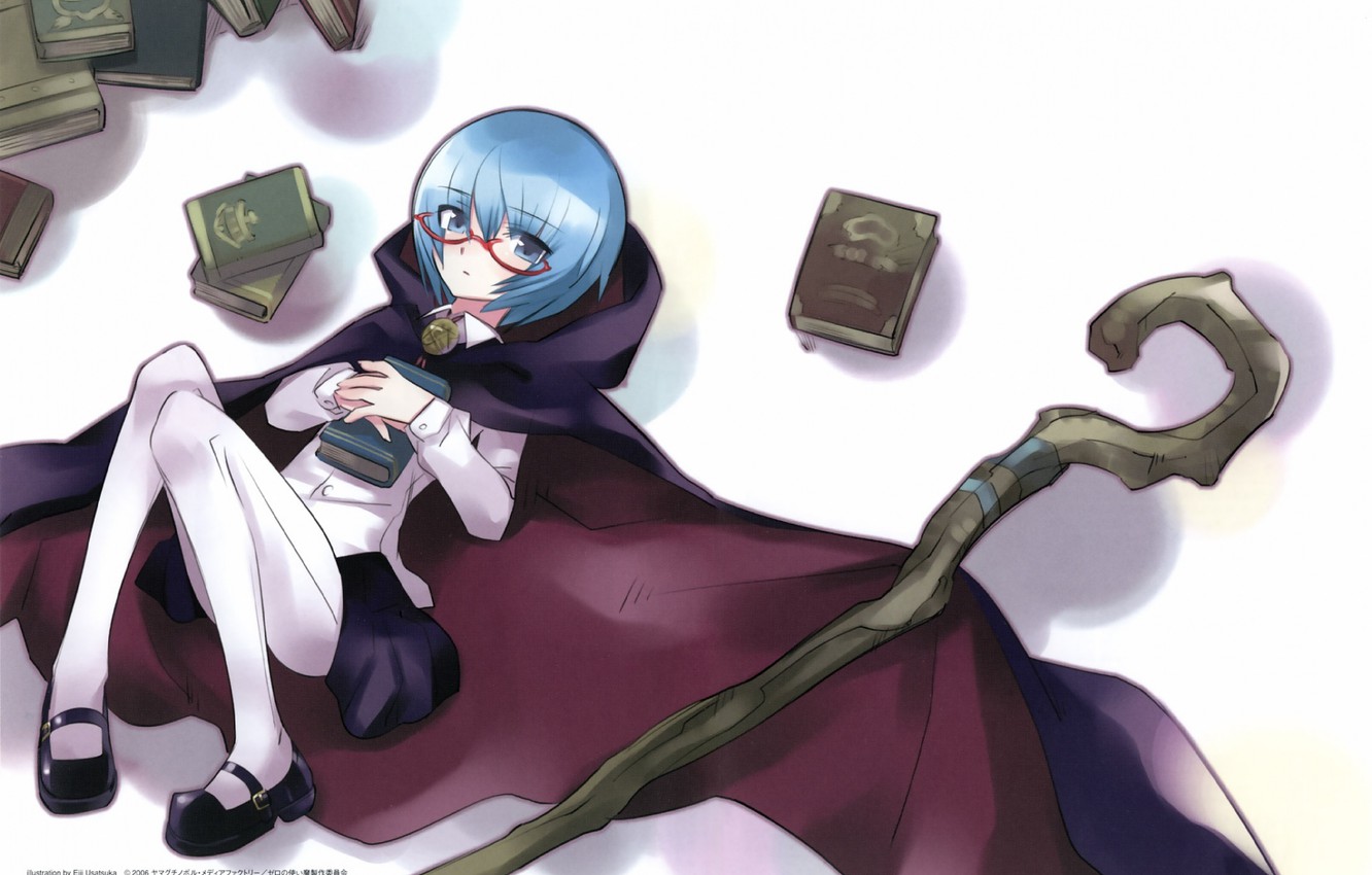 Photo Wallpaper Girl, Books, Glasses, Lies, Staff, - Zero No Tsukaima Hd , HD Wallpaper & Backgrounds