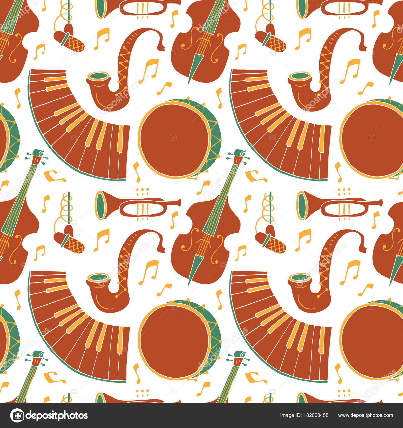Seamless Pattern With Music Instruments - Nota Musical Papel De Parede Trompete , HD Wallpaper & Backgrounds